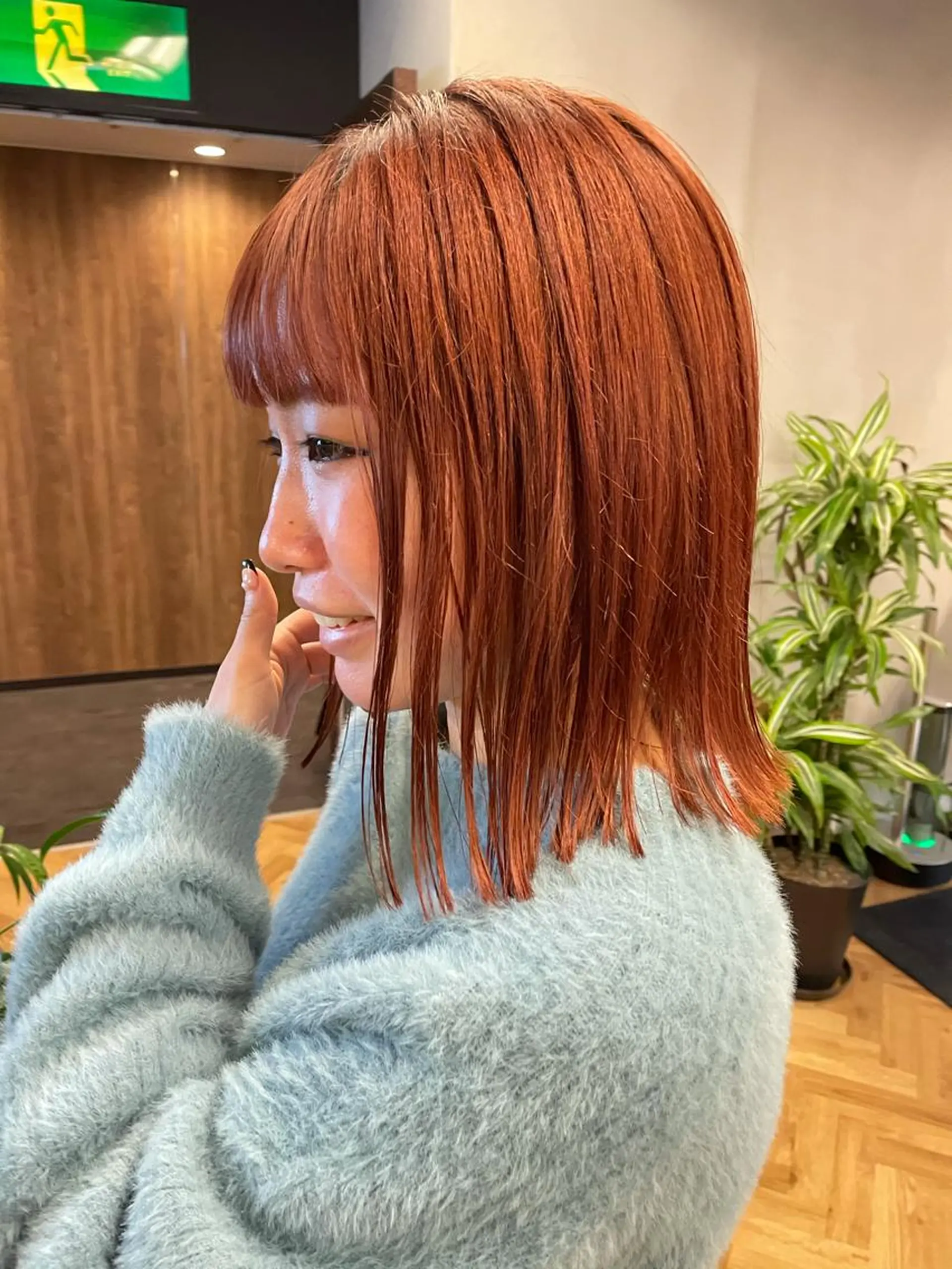 ミディアム カラー オレンジ カット ヘアカラー トリートメント tatsumi/ボブ ウルフ/レイヤーのヘアスタイル