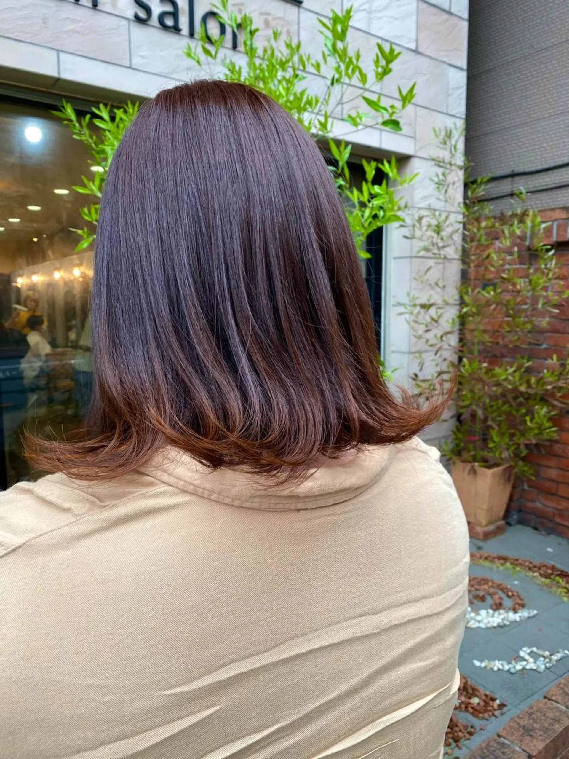 セミロング カラー グラデーションカラー オレンジ カット ヘアカラー トリートメント 特殊カラー特化 ✂️SHIAN フジのヘアスタイル