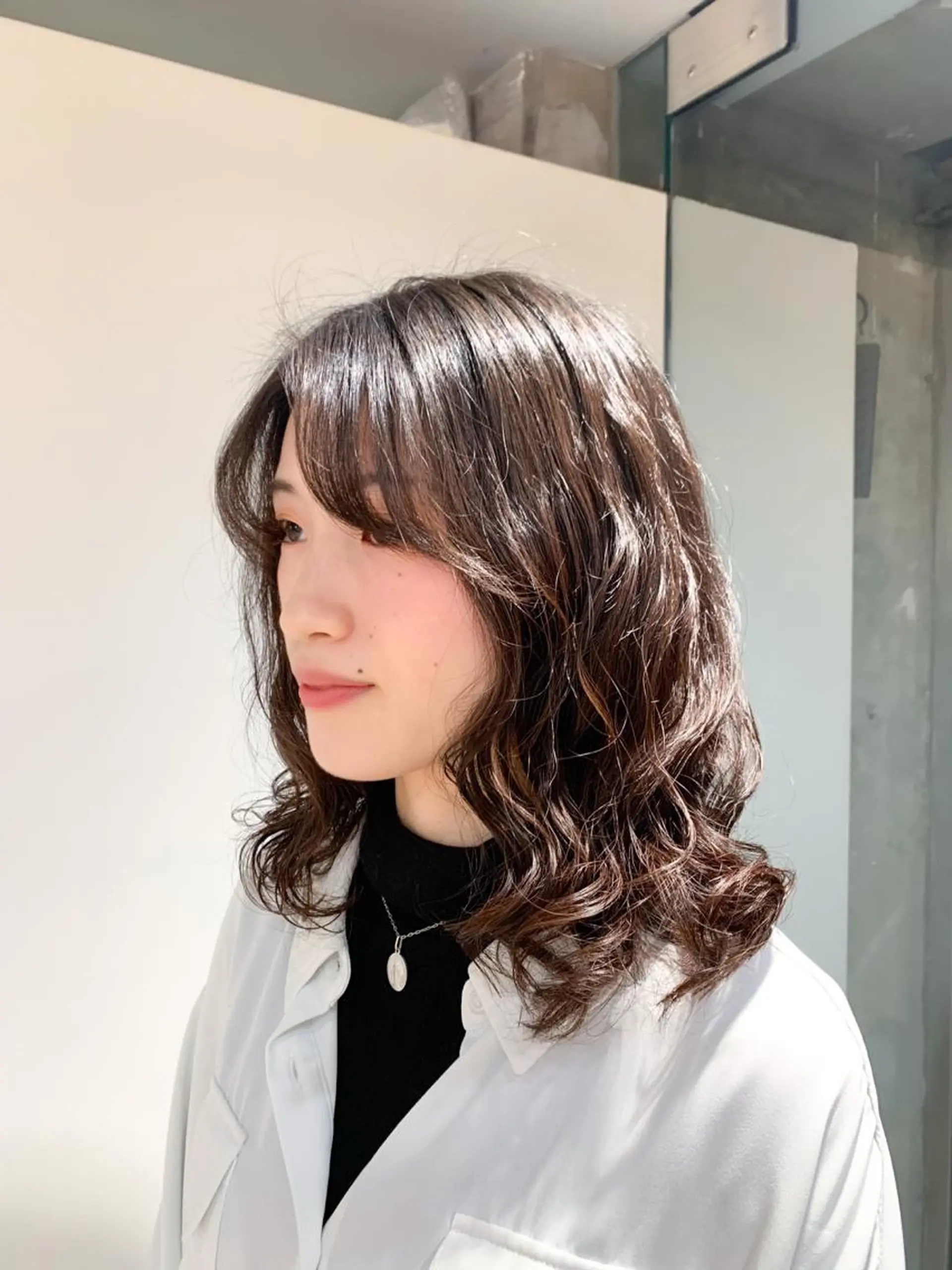 セミロング パーマ セミロングパーマ カット パーマ えんどう みほのヘアスタイル