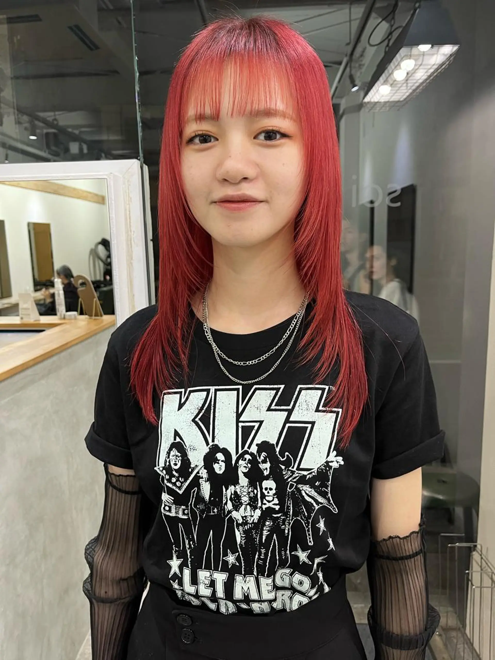 セミロング カラー ブリーチ ケアブリーチ ダブルカラー レッドカラー レイヤーカット 金井京介/レイヤー /パーマのヘアスタイル