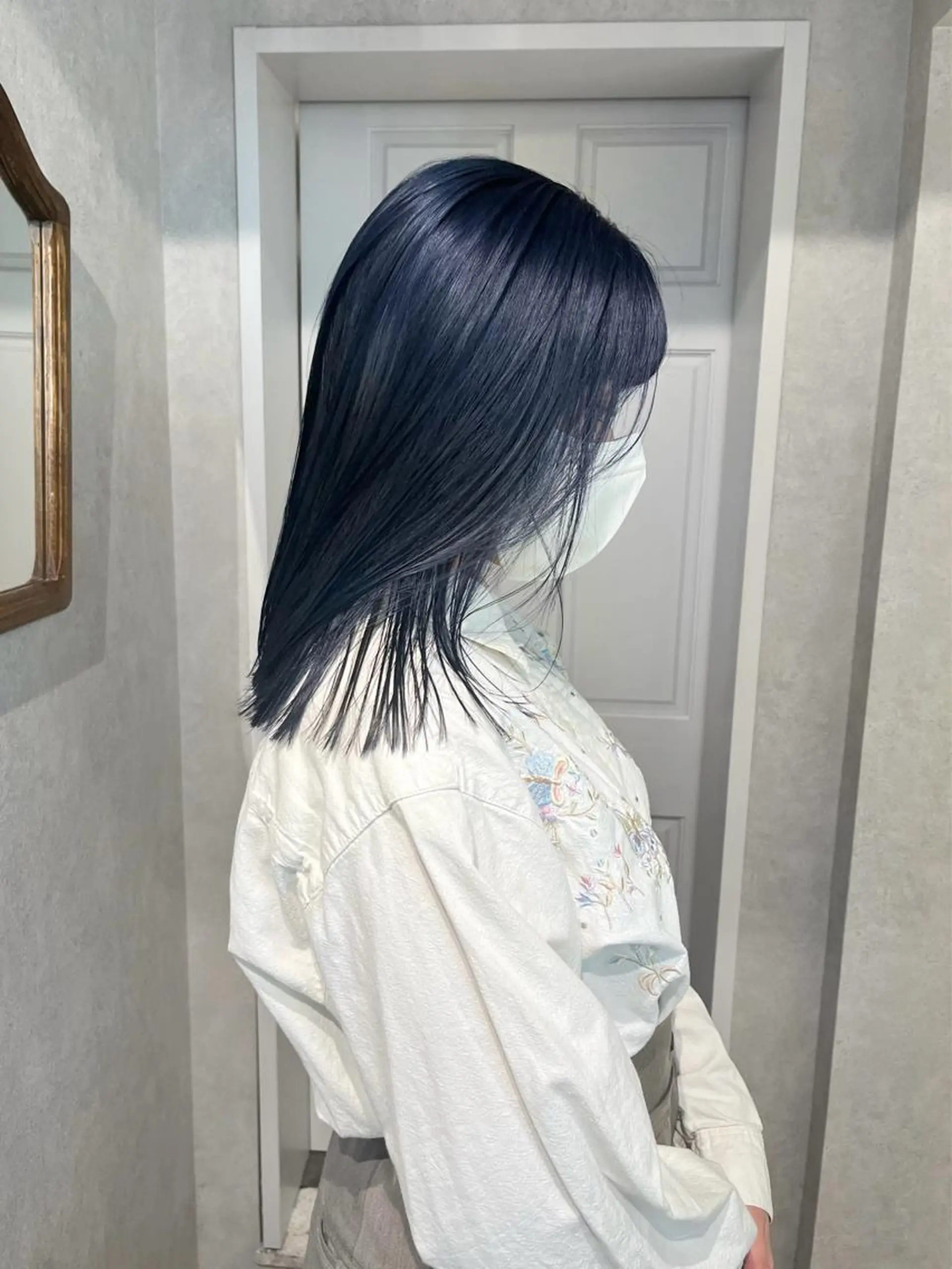 ミディアム カラー ネイビーカラー ヘアセット🎀パーマ Tsubasaのヘアスタイル