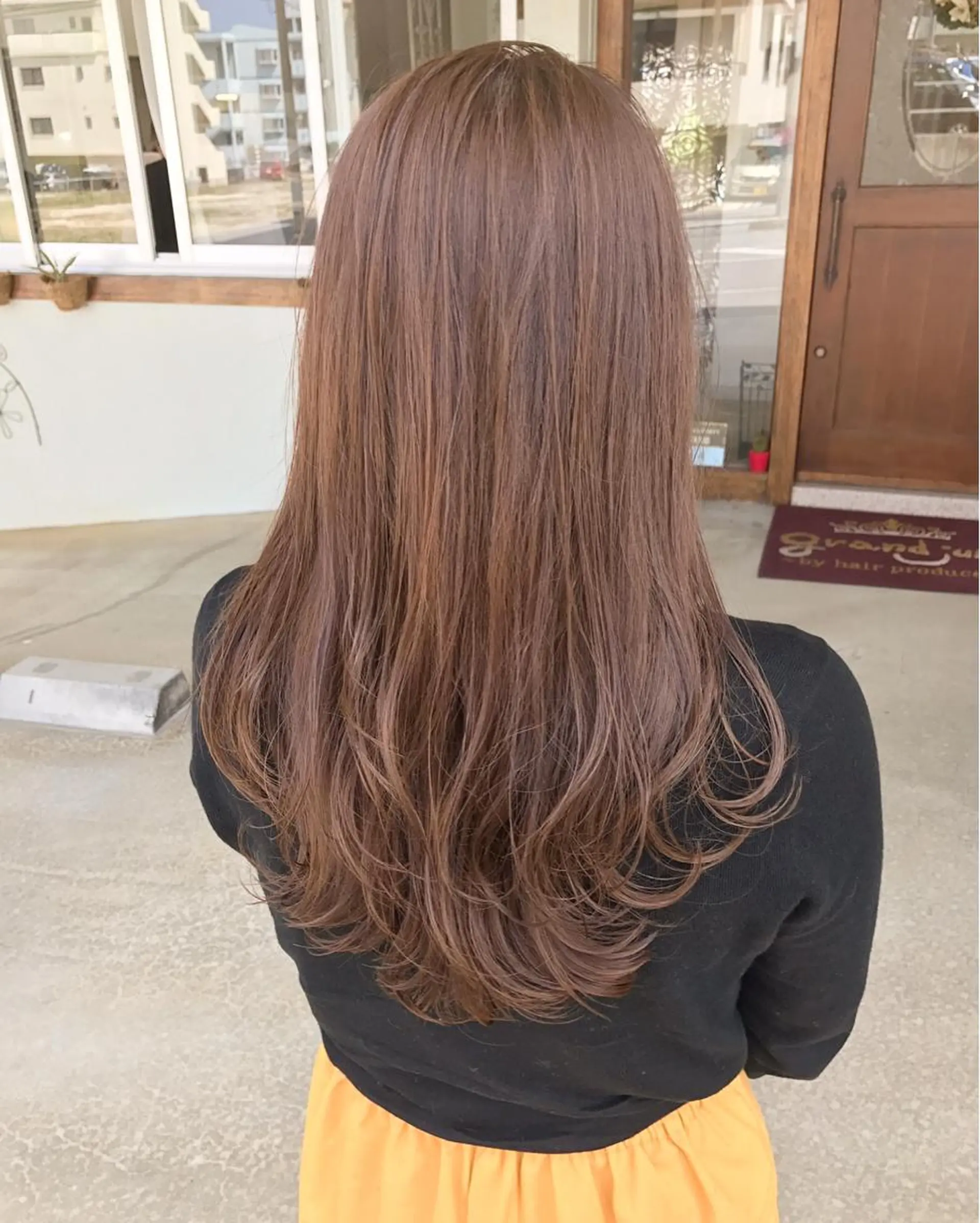 ロング カラー ベージュカラー オレンジ オレンジベージュ カット ヘアカラー トリートメント grand juteのヘアスタイル