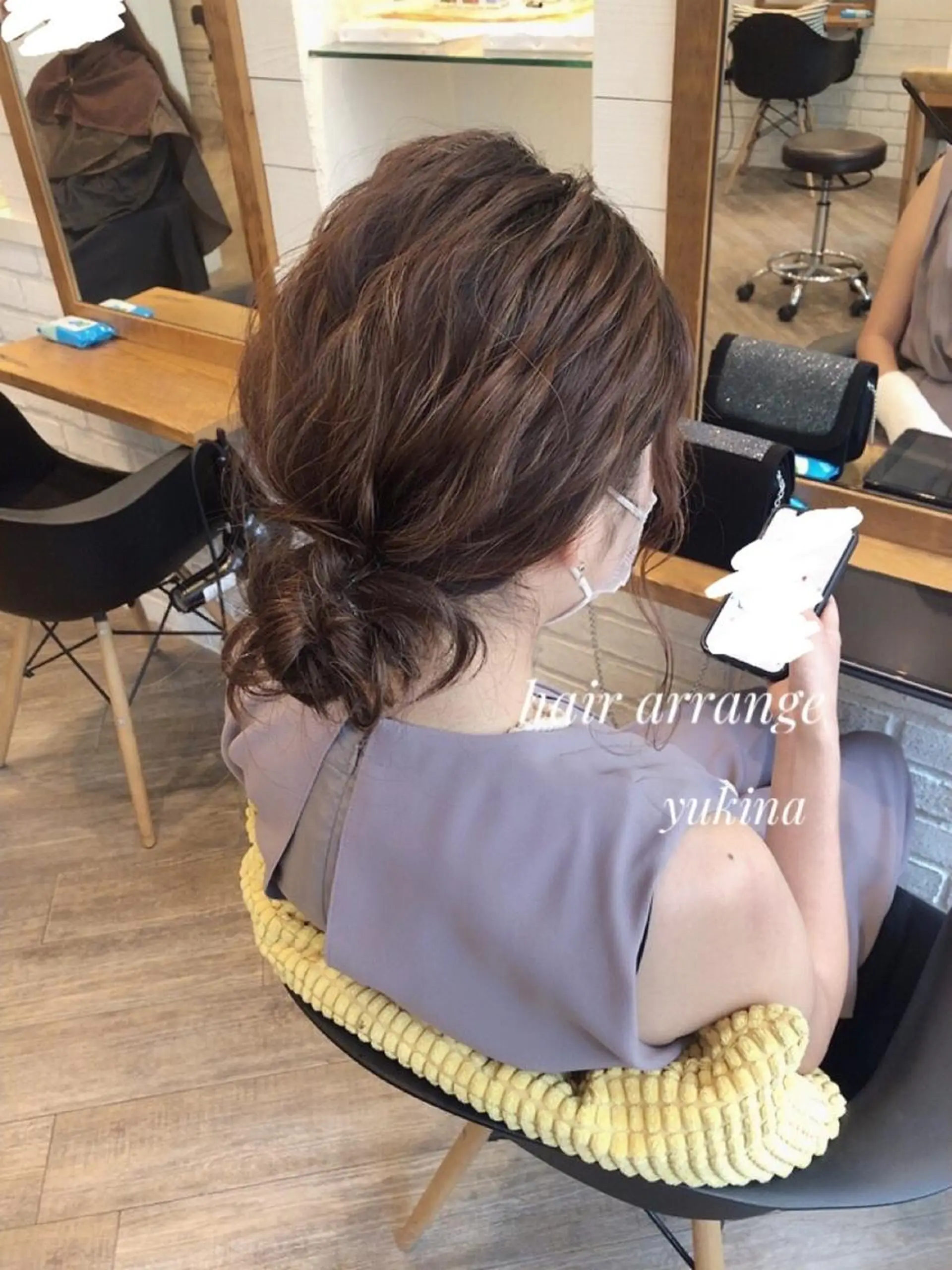 ミディアム お団子ヘア ヘアセット ✨透明感ケアカラー✨ 長野ゆきなのヘアスタイル