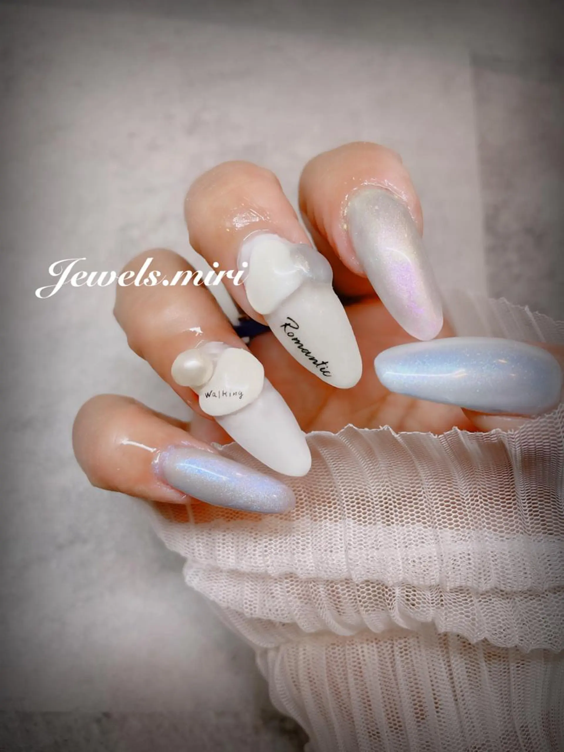 ネイル オーロラネイル ジェルネイル ロングネイル ニュアンスネイル ピンク ネイルサロン Jewels Mのネイルデザイン