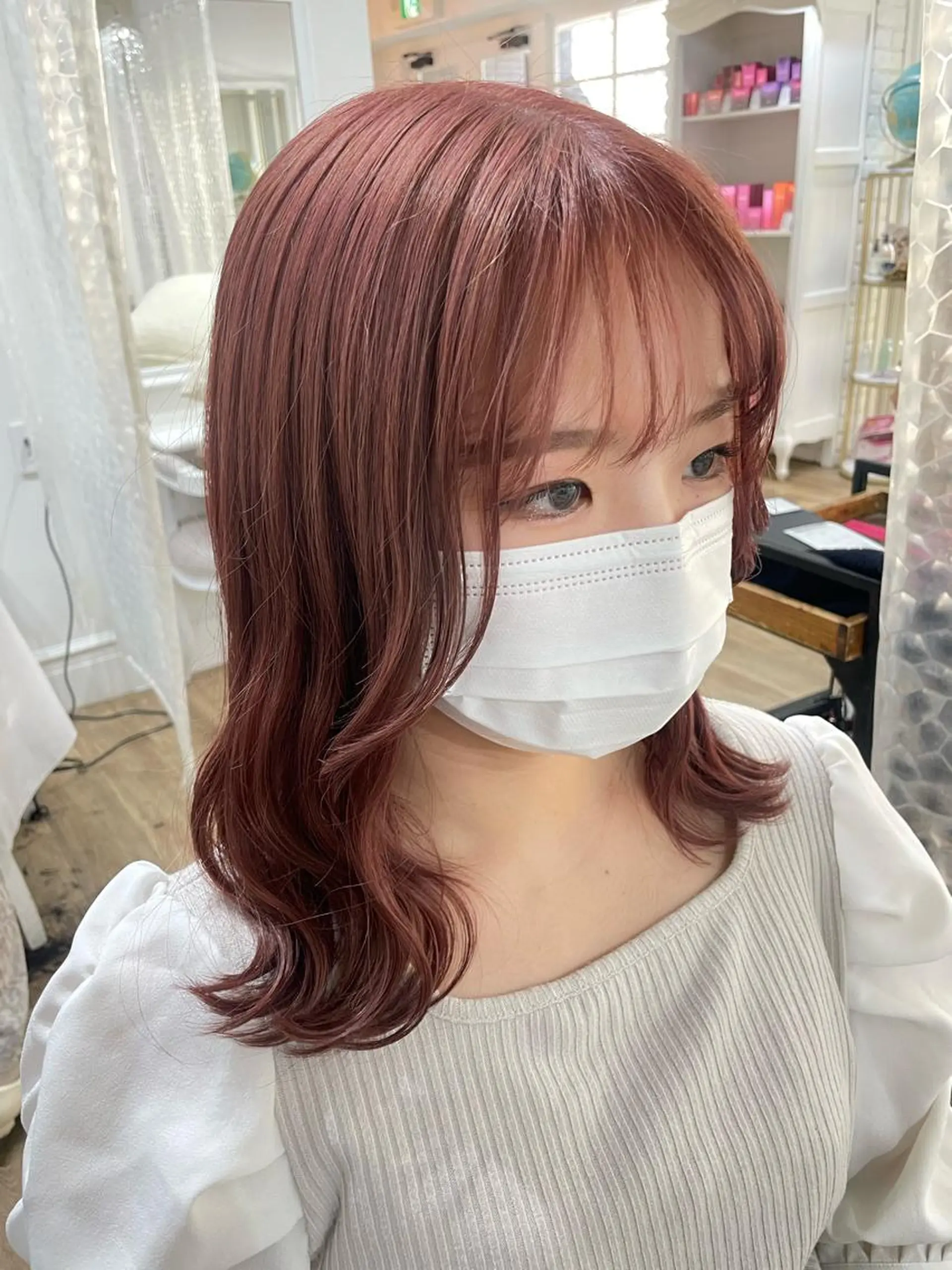 セミロング カラー ヘアアレンジ ブリーチ ラベンダーカラー ピンクカラー ピンクラベンダー ヘアカラー トリートメント 酸性縮毛矯正 梅田茶屋町 Juriのヘアスタイル