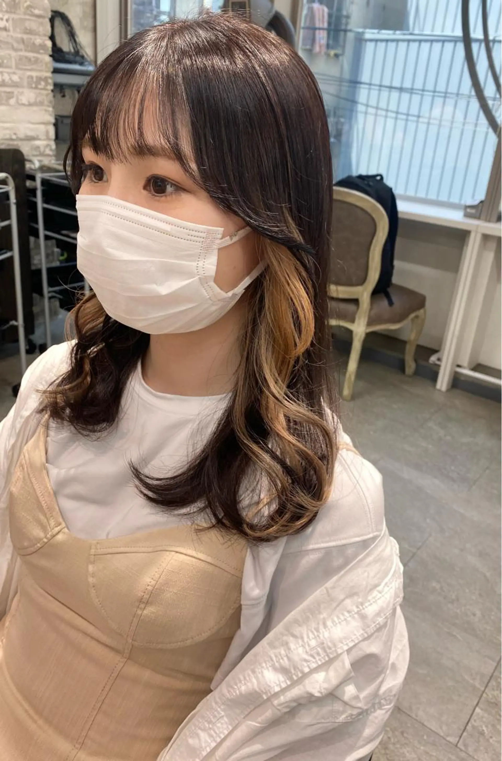 ロング カラー ベージュカラー ブリーチ ケアブリーチ ホワイトベージュ ヘアカラー 🤍韓国風ヘア 柴田真帆🤍のヘアスタイル