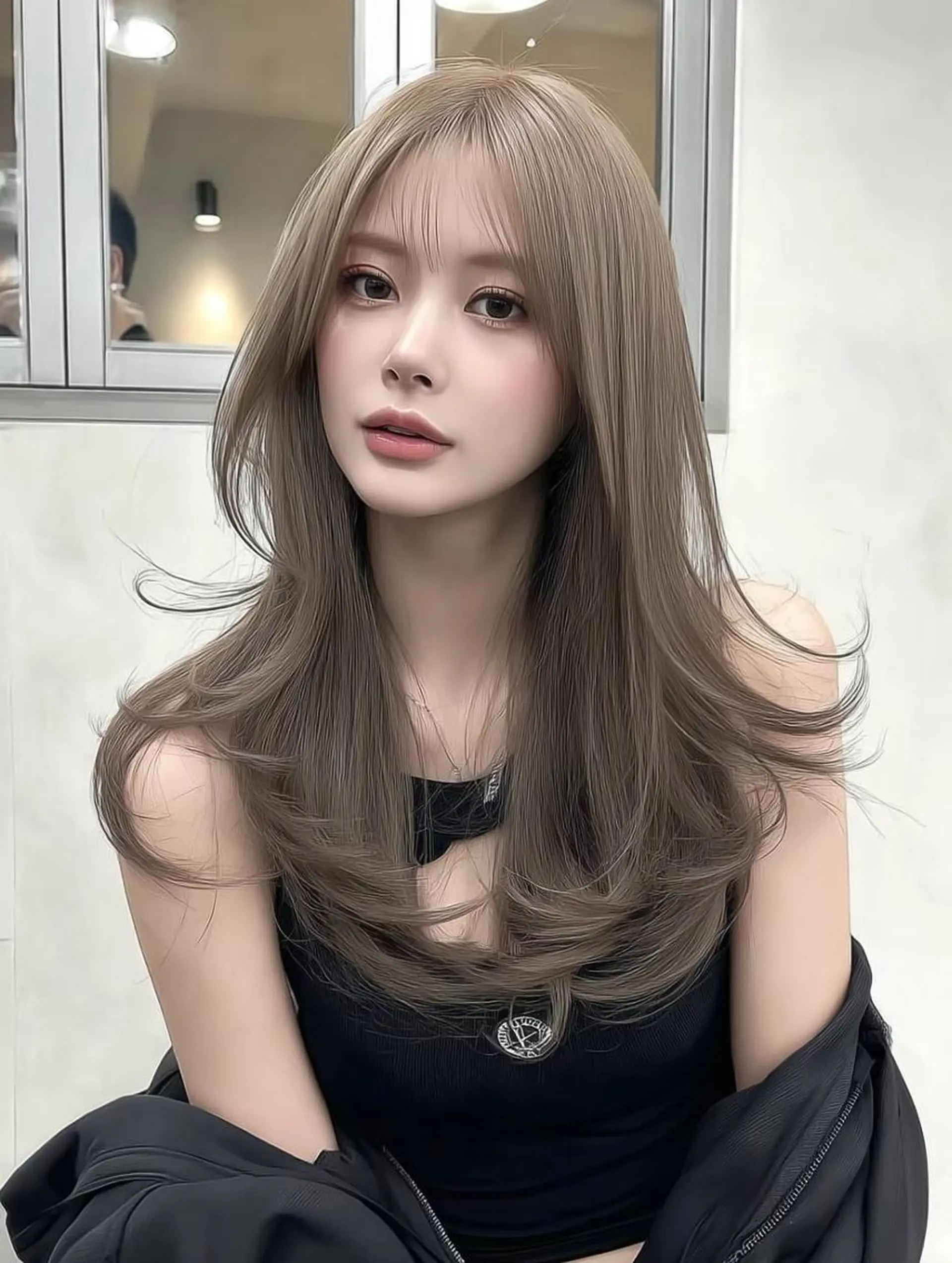 セミロング くびれヘア 顔周りカット 髪質改善 ヨシンモリ 韓国風ヘア カット ヘアカラー トリートメント sasa ササのヘアスタイル