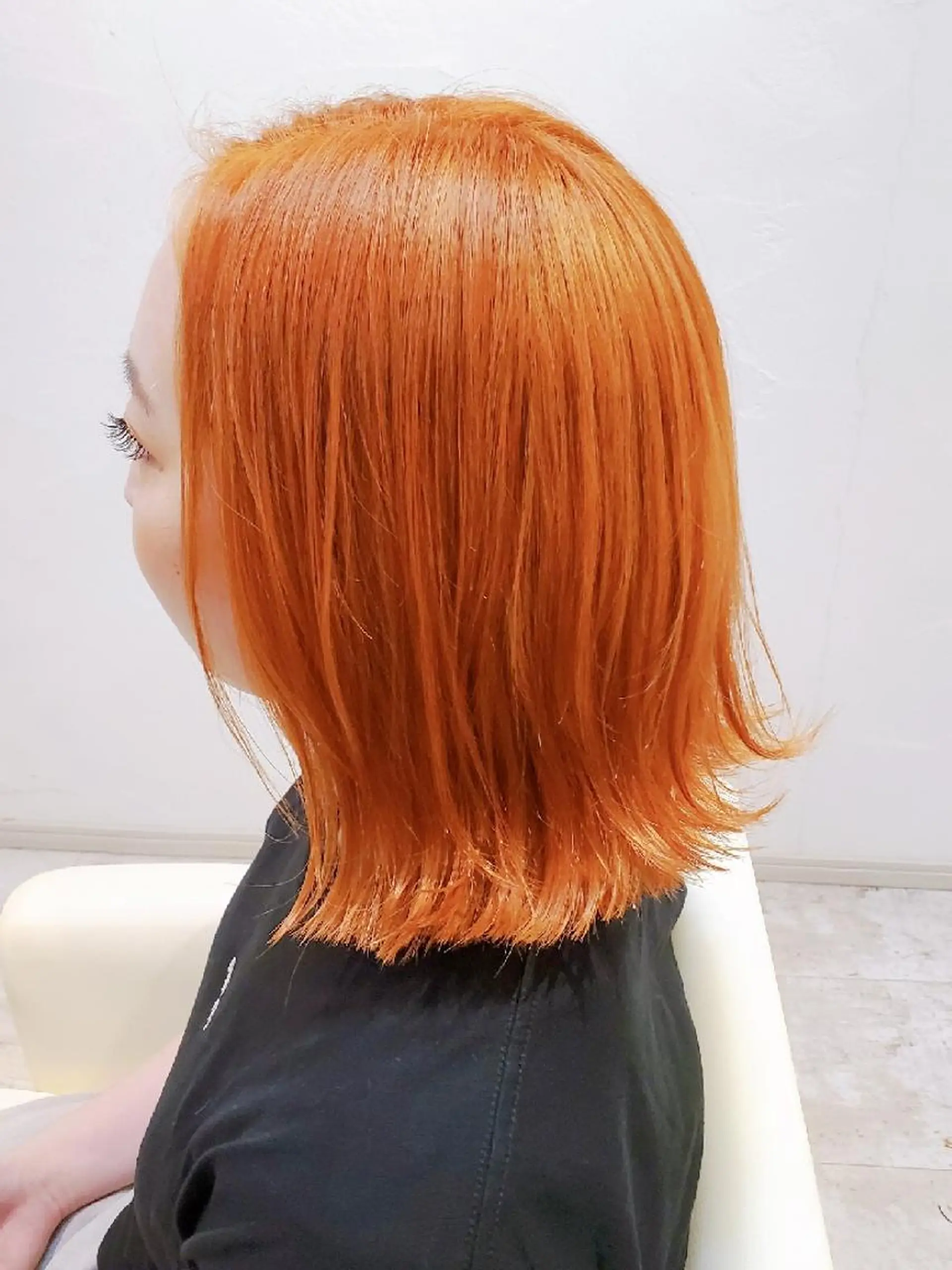 ミディアム カラー 切りっぱなしボブ オレンジ ボブ カット ヘアカラー トリートメント 北九州美容室 🕊️わかな✂︎のヘアスタイル