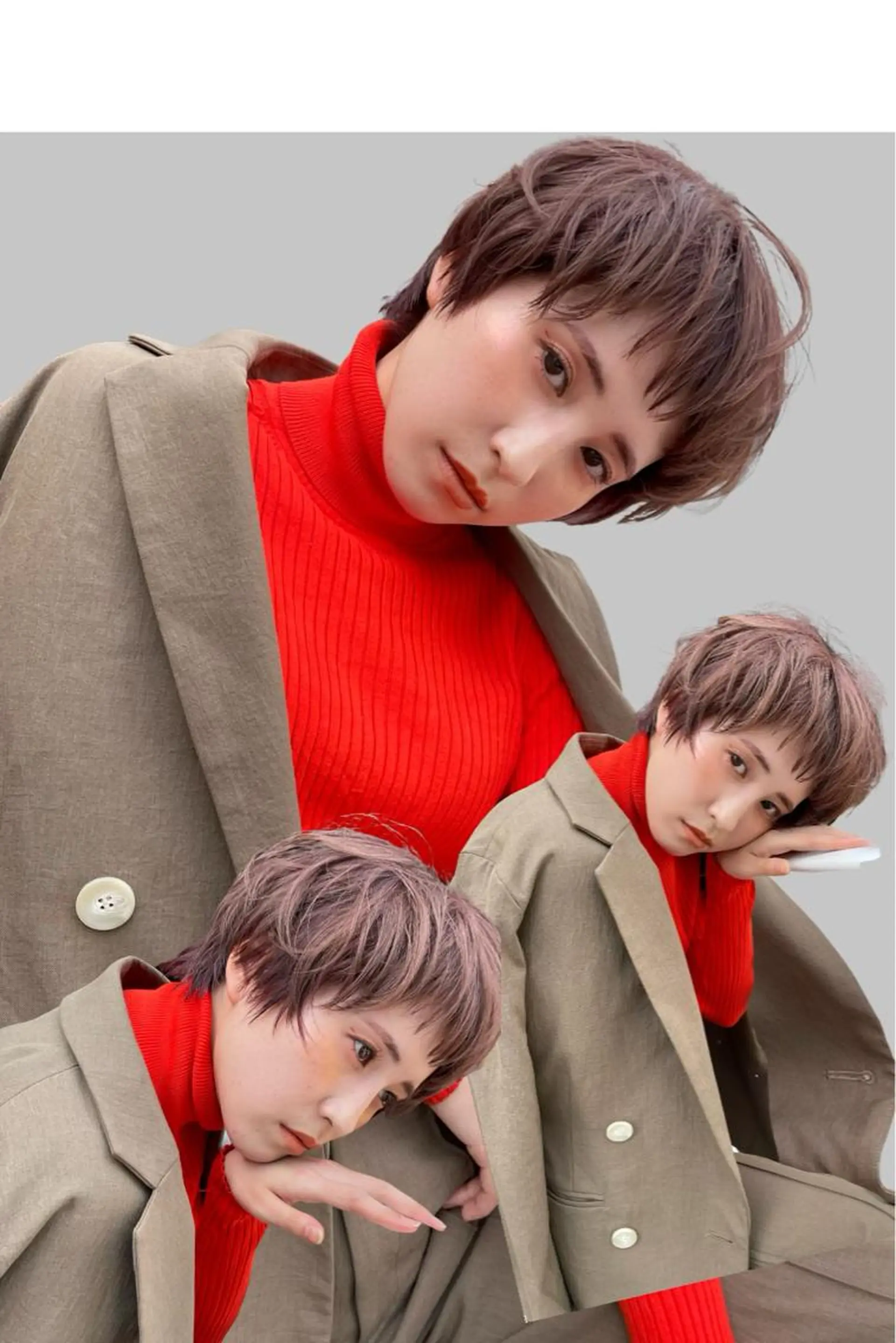 ショート カラー ショートボブ ベージュカラー ボルドーカラー グラデーションカラー イルミナカラー ショート/ボブ/ 心斎橋/宮脇美奈のヘアスタイル