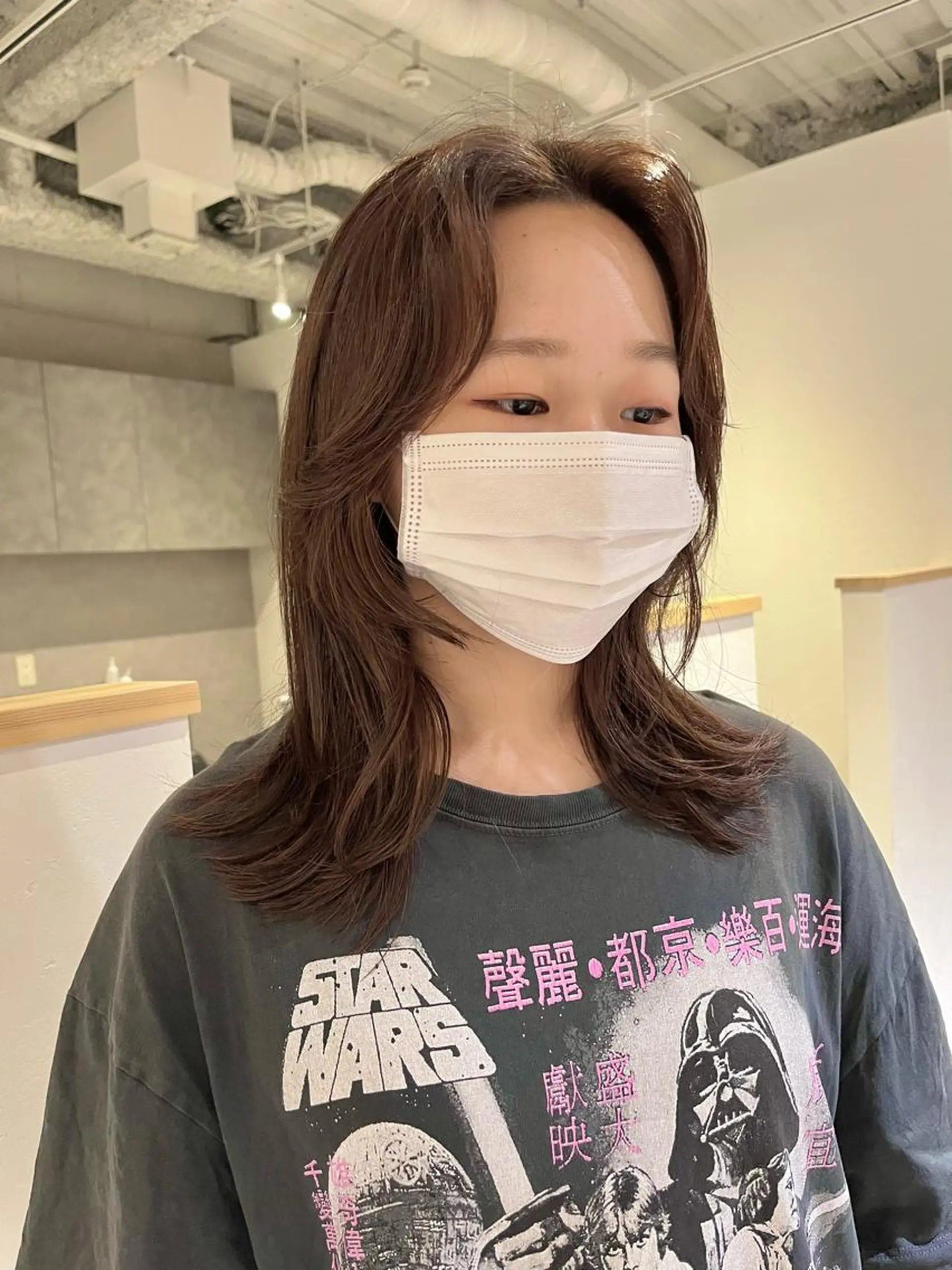 セミロング 韓国風ヘア レイヤーカット 桃果 momokaのヘアスタイル