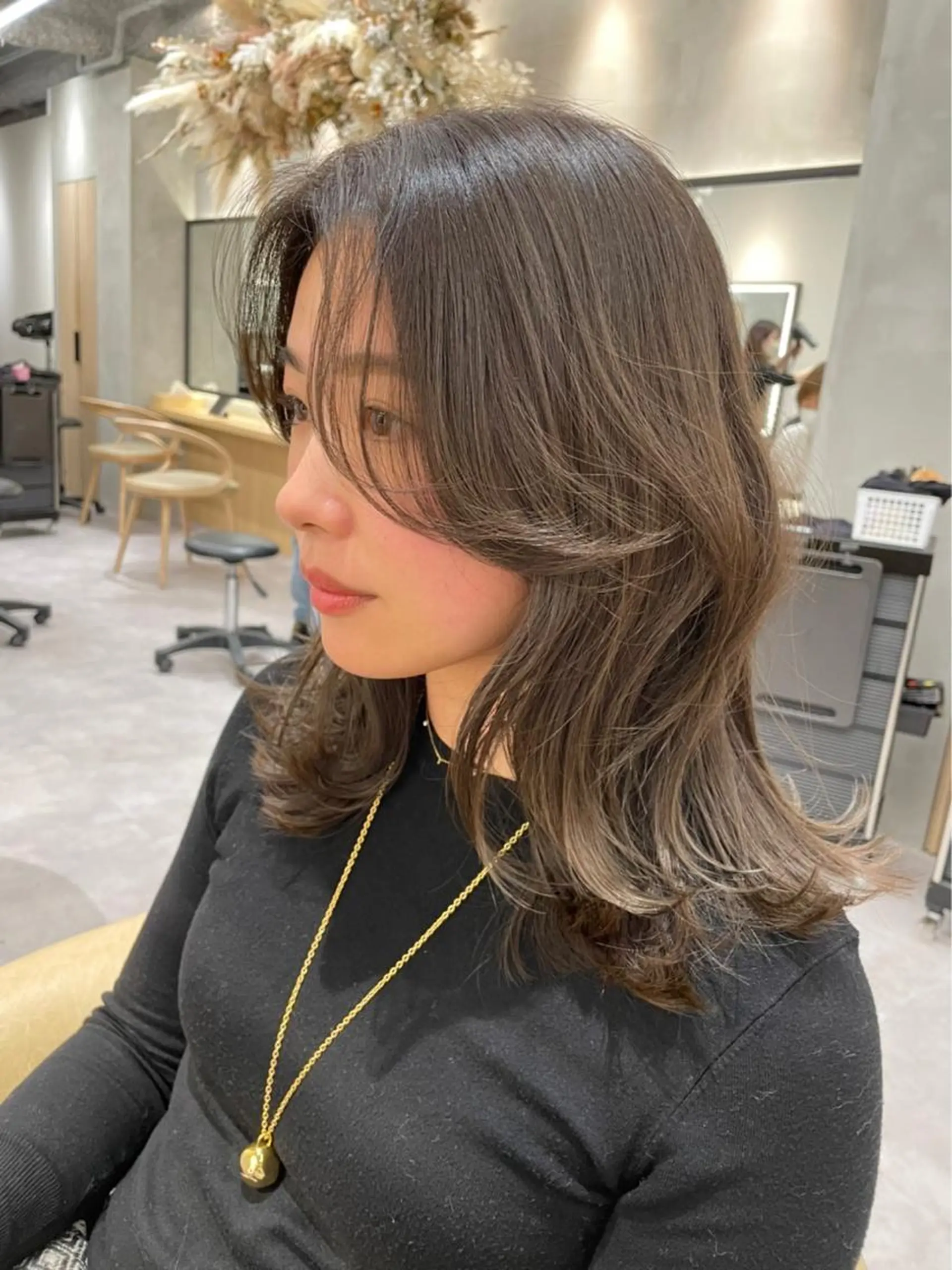 ミディアム カラー ヘアアレンジ レイヤー縮毛矯正 ささきすずね💗のヘアスタイル