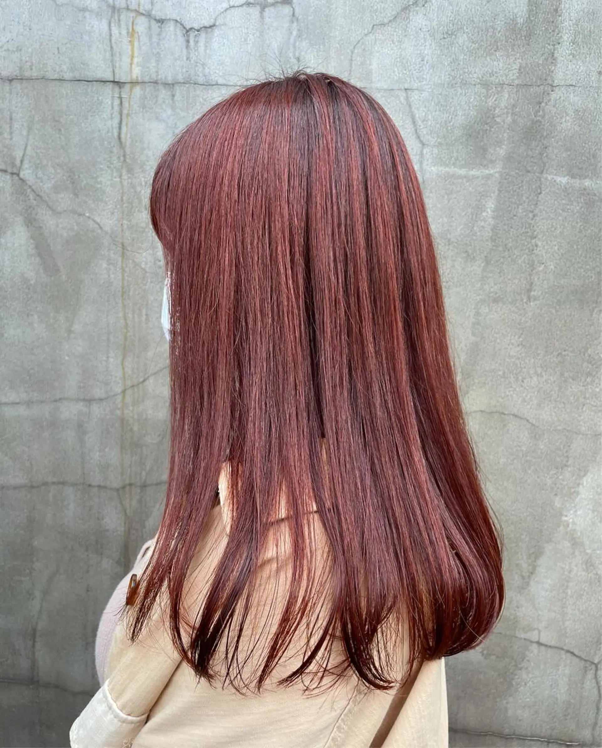 ロング カラー ヘアアレンジ レッドカラー 髪質改善カラー&TR 縮毛矯正/弱酸性矯正のヘアスタイル