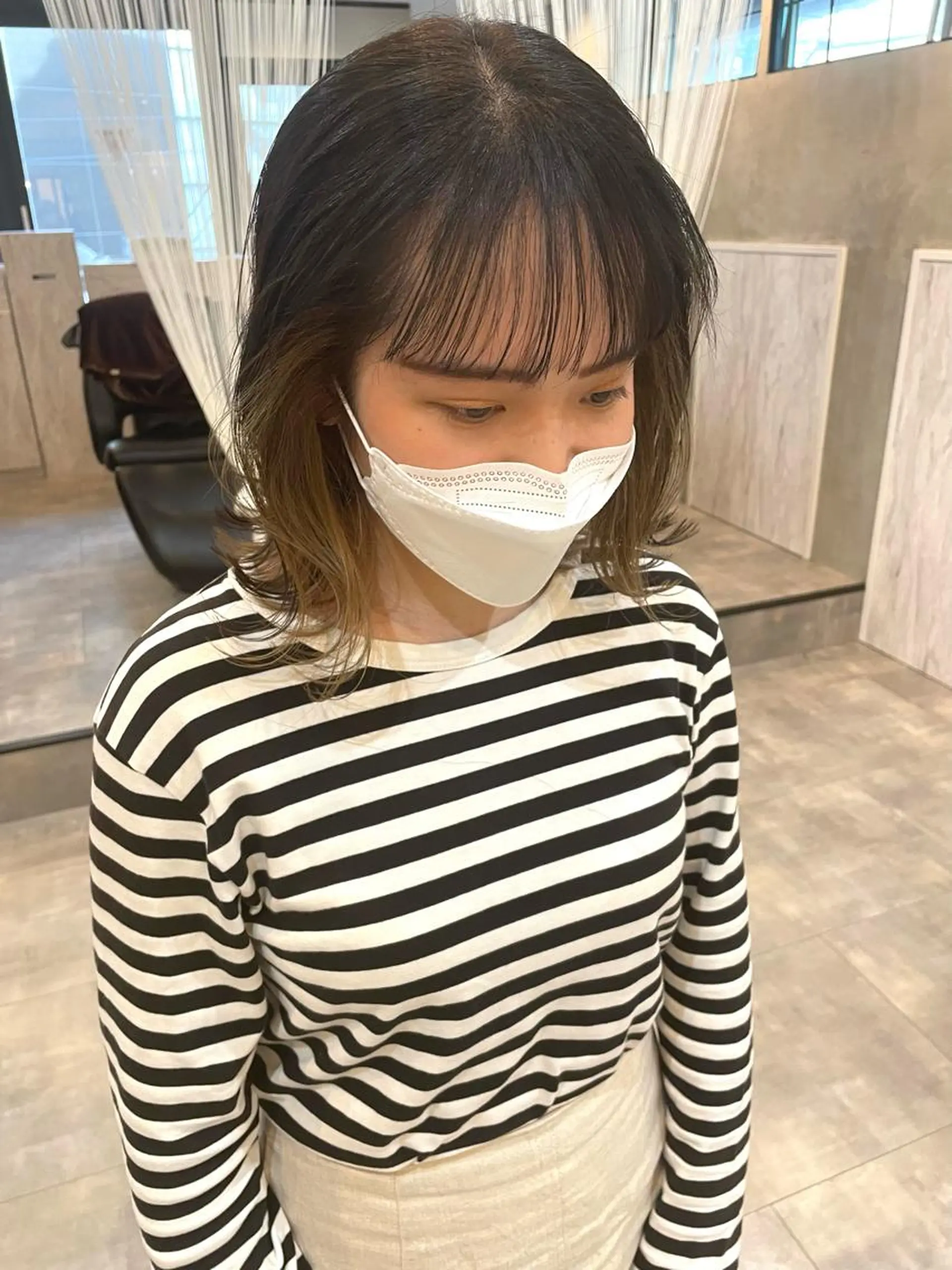 ミディアム 縮毛矯正 渋谷 留菜のヘアスタイル