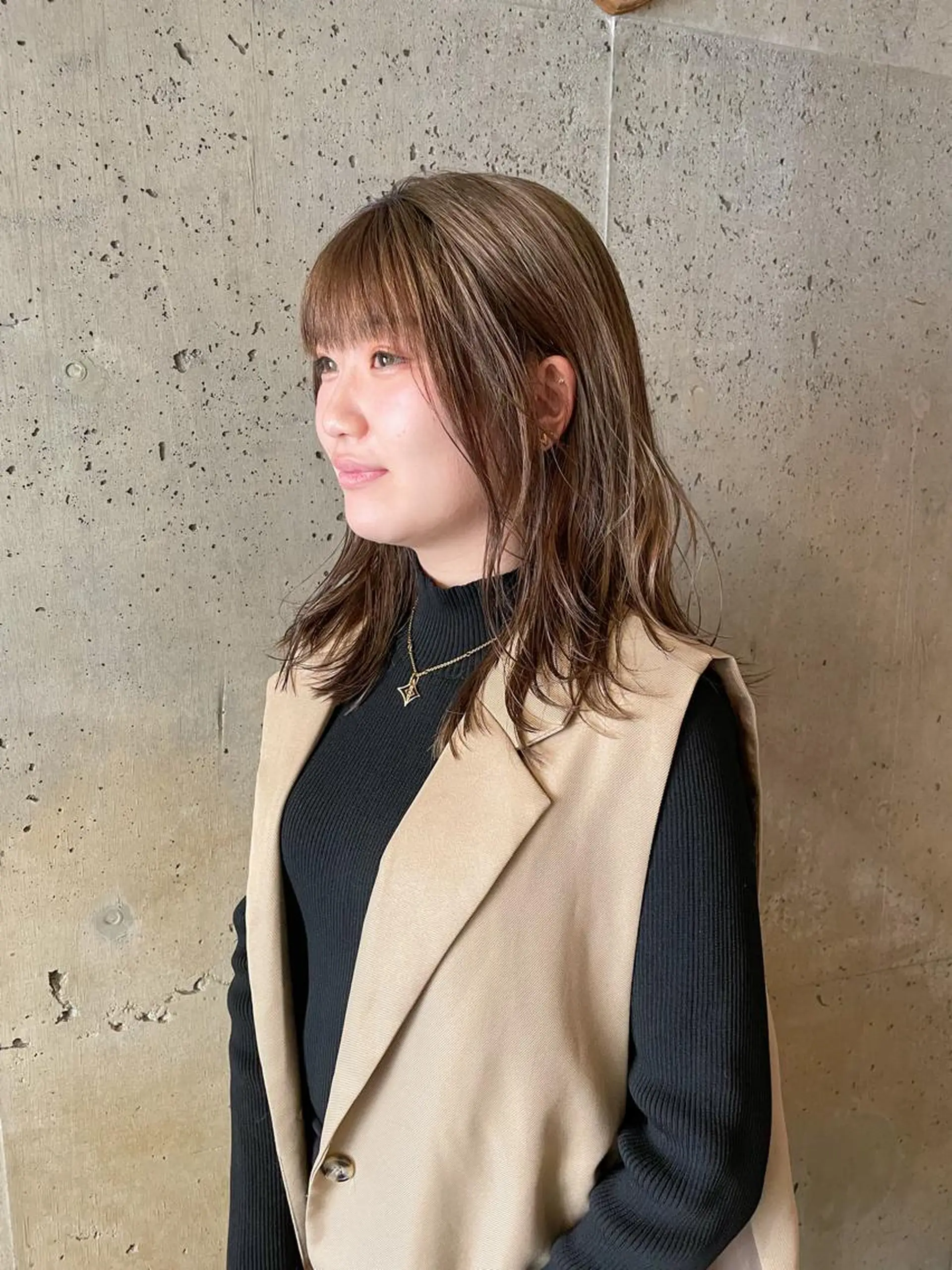 ミディアム カラー パーマ/レイヤー 岩山丈一郎のヘアスタイル