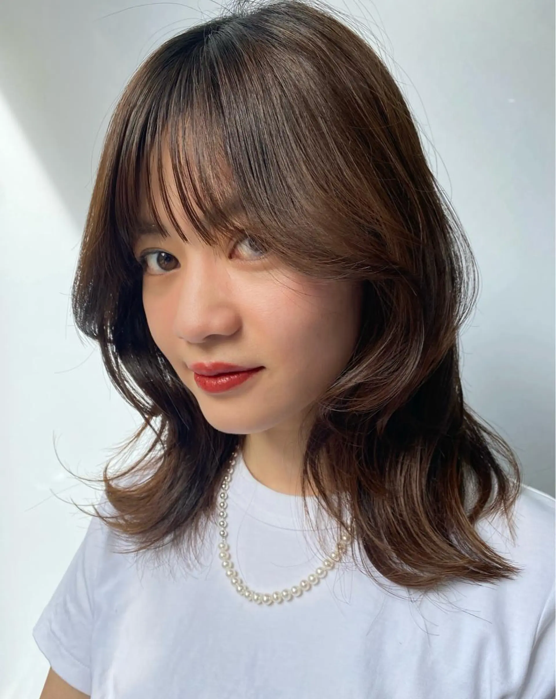 セミロング カラー レイヤーカット 小顔カット カット Pia ツボイ ケイタのヘアスタイル