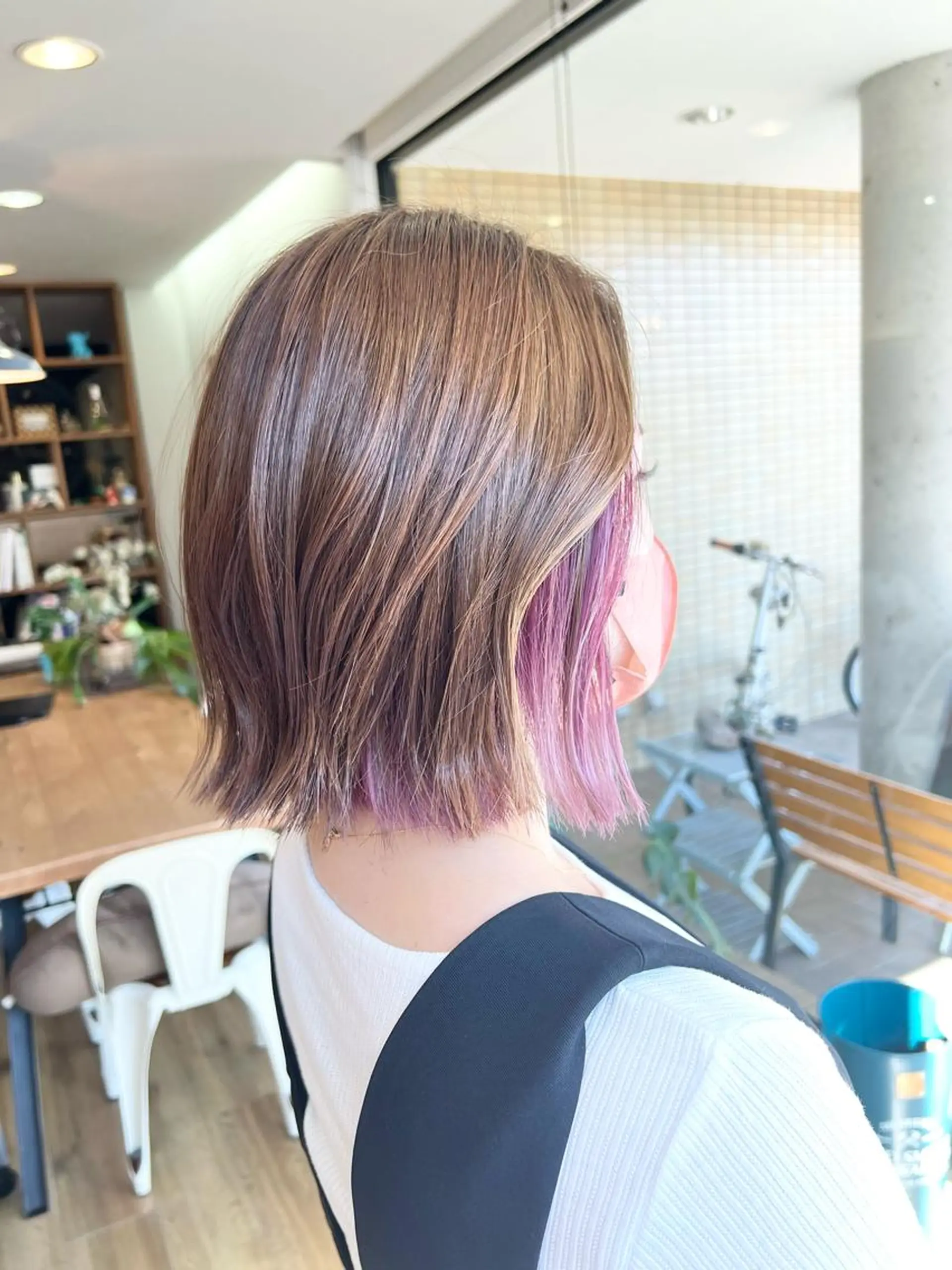 ショート カラー ピンクカラー ボブ ヘアカラー トリートメント 堀 望美のヘアスタイル