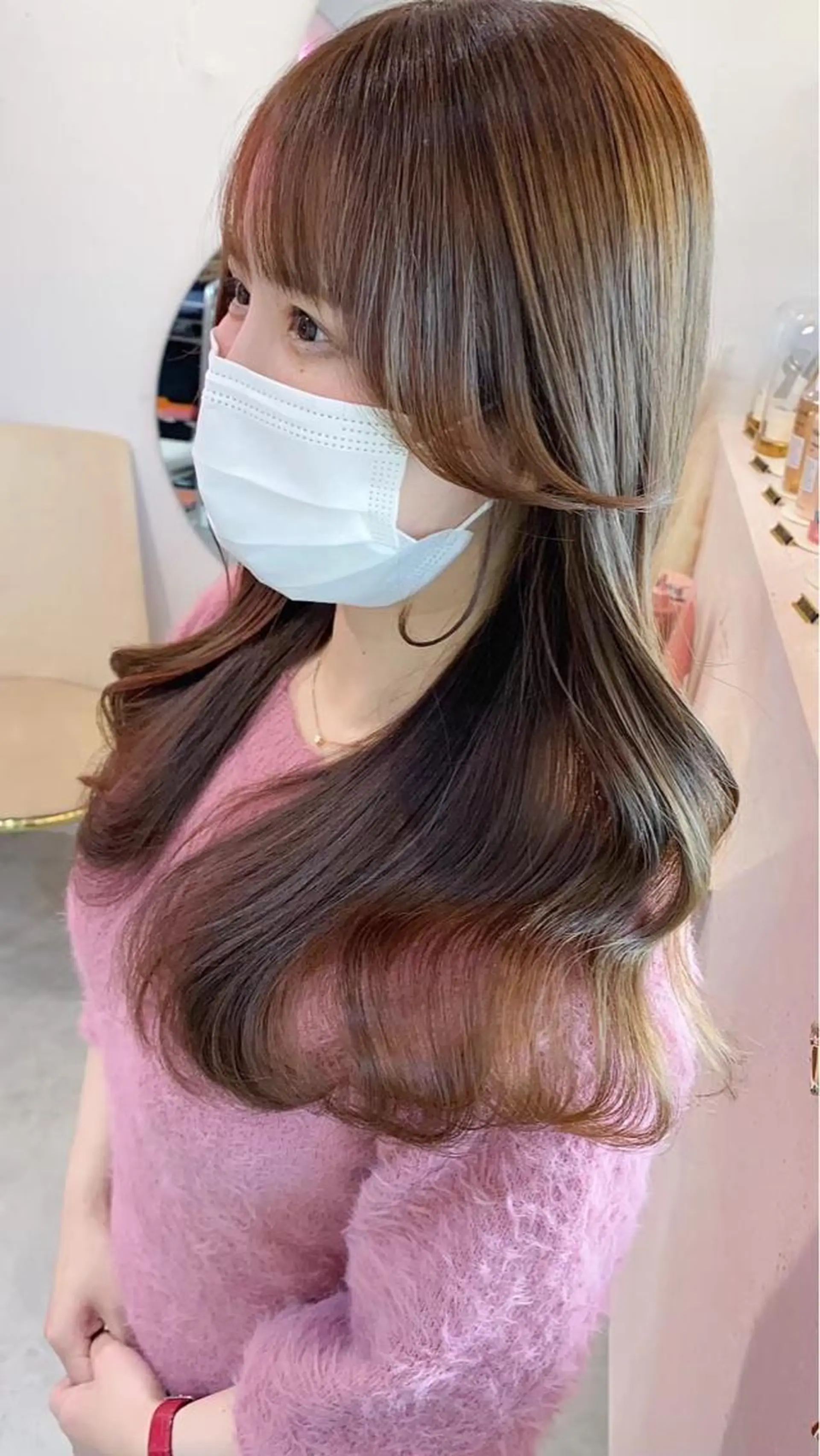 ロング 顔周りカット 髪質改善 韓国風ヘア ロング 似合わせカット カット ヘアカラー トリートメント 暖色カラー/新宿/韓 国風レイヤー鮫島志穂のヘアスタイル