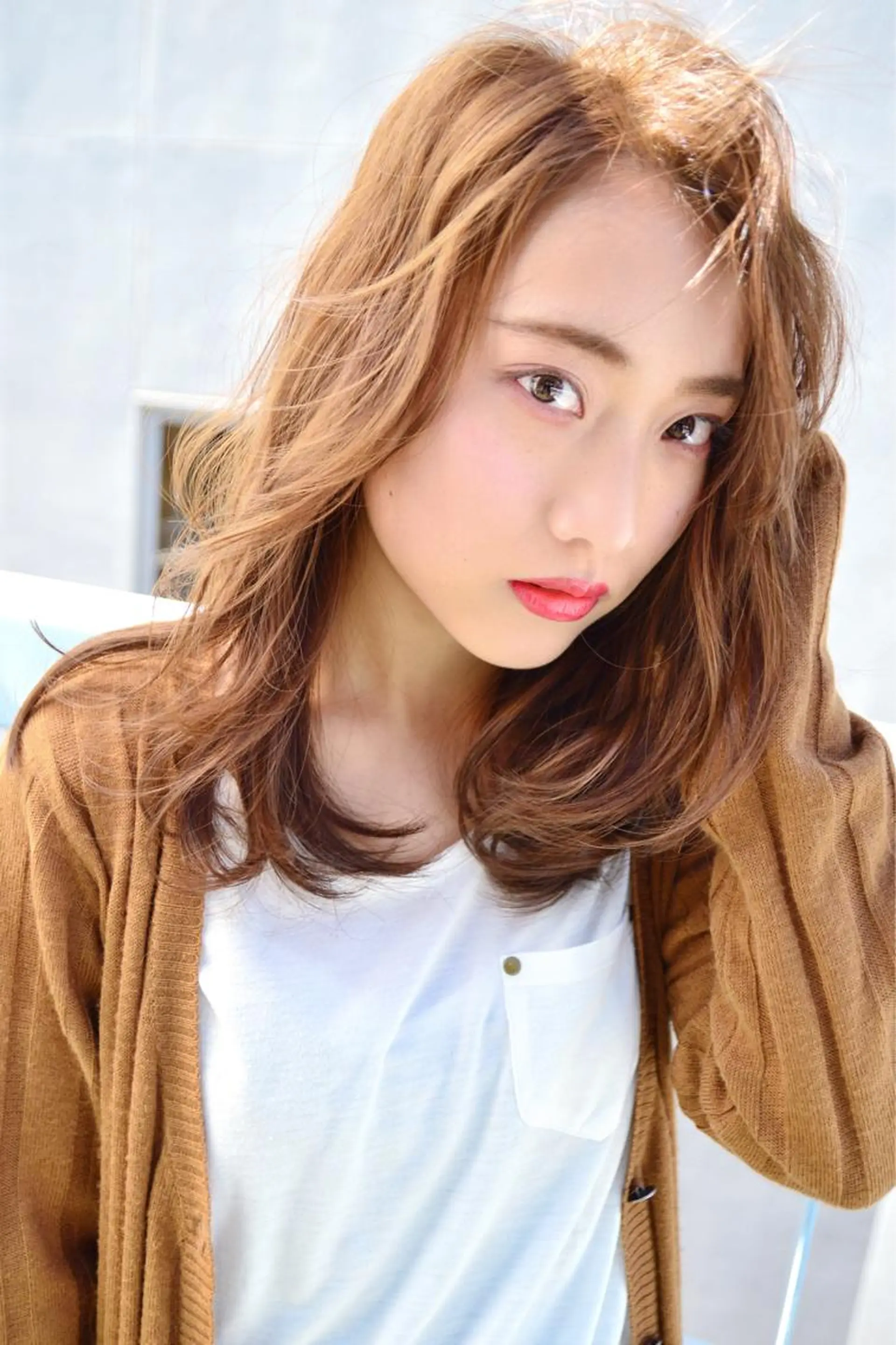 セミロング カラー パーマ 花井 啓好のヘアスタイル