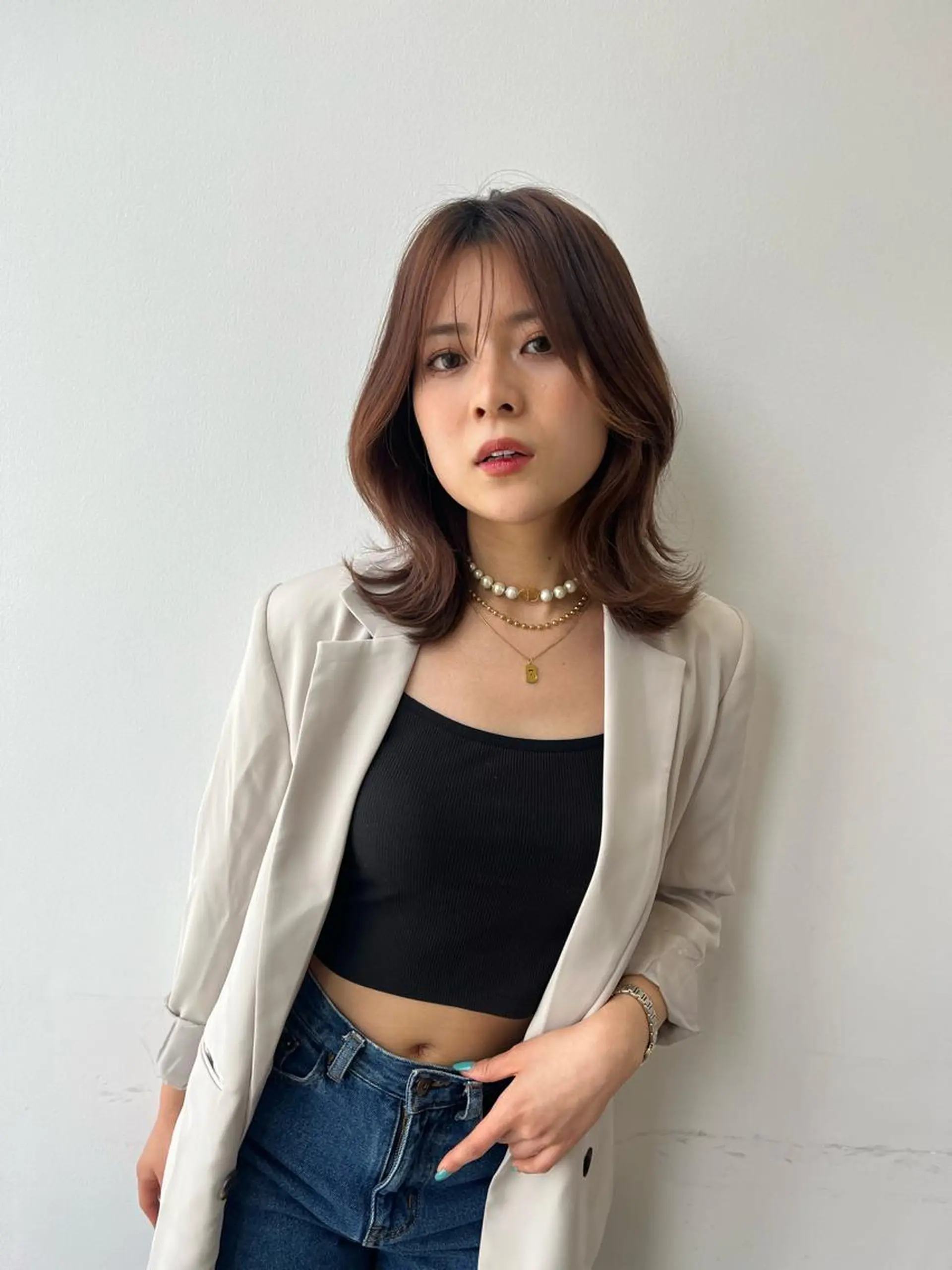 ミディアム カラー くびれヘア Je suis heureuse Tres所属・早朝セット☀️ レイヤー/Momoのヘアスタイル