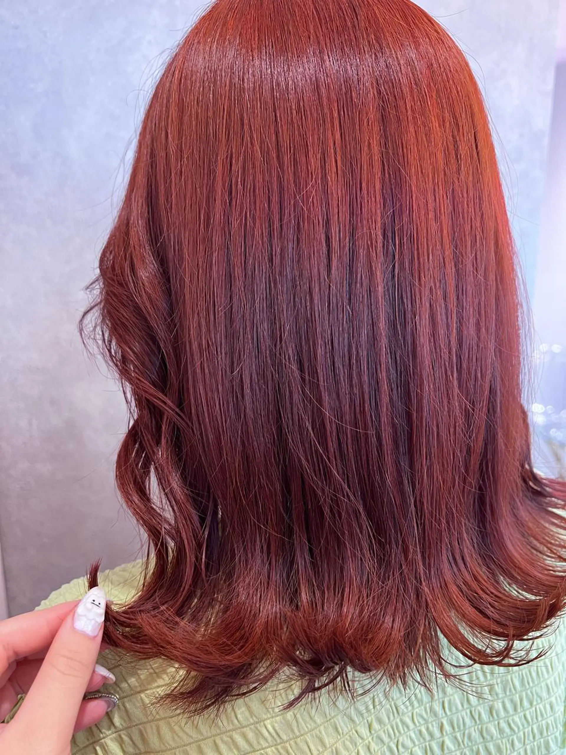 セミロング オレンジブラウン カット ヘアカラー トリートメント 🎀しゅな/韓国 レイヤー/透明感♡のヘアスタイル