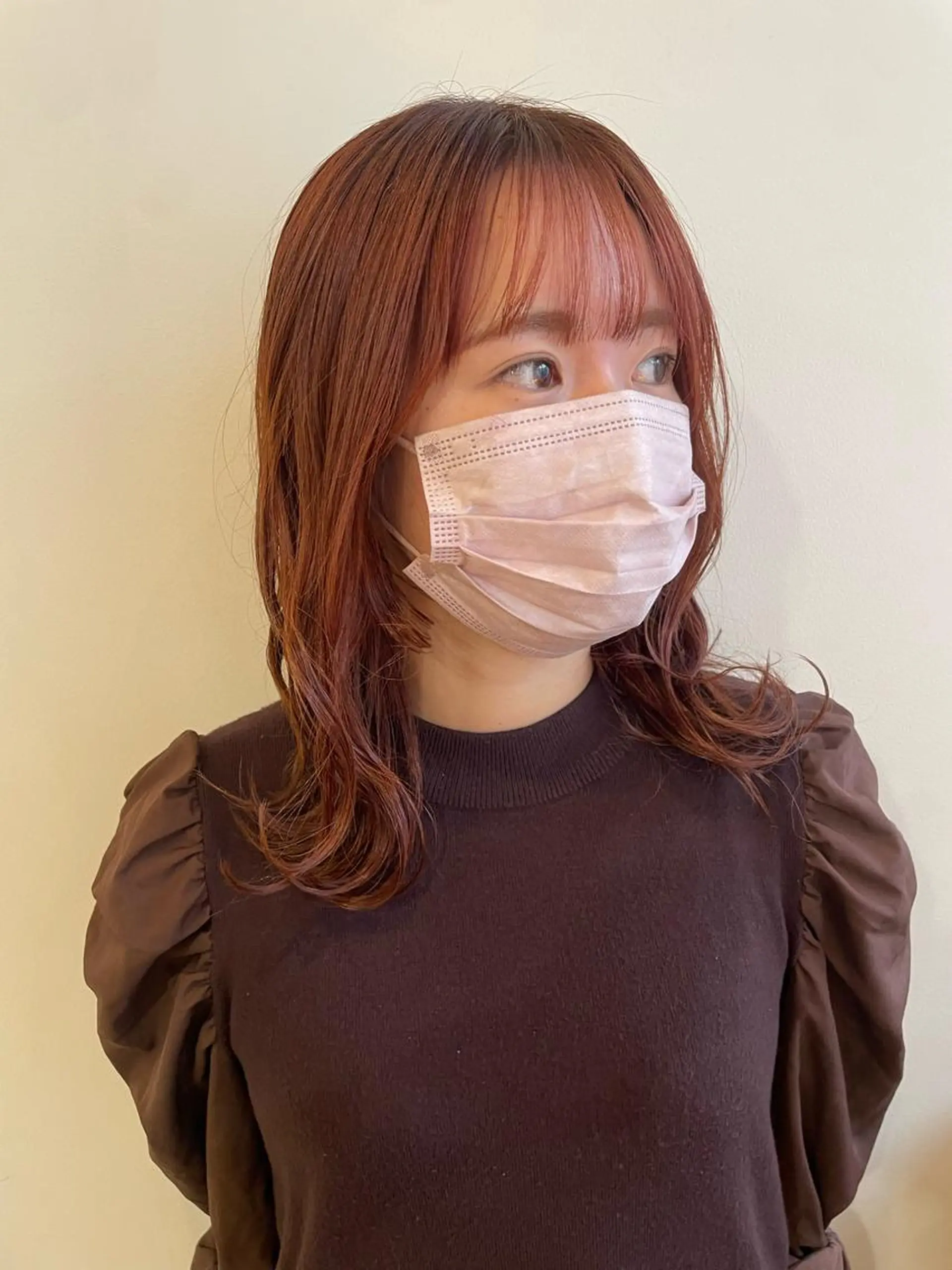 ミディアム カラー オレンジ ピンクカラー レイヤー／似合わせ TAKUYAのヘアスタイル