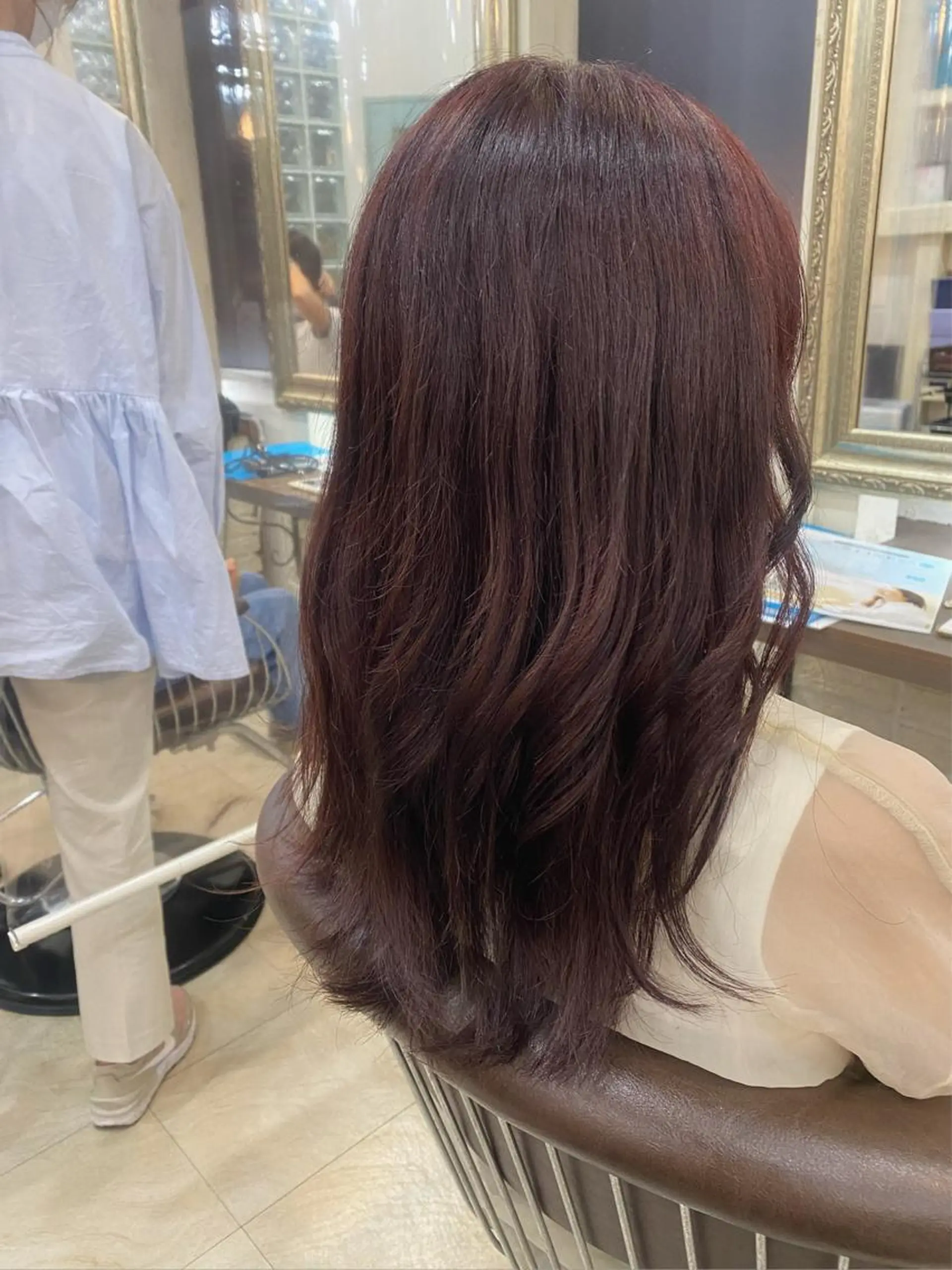 セミロング カラー パーマ ヘアアレンジ カシス ピンクカラー 立川🤍韓国ヘア/ レイヤー🇰🇷🖤のヘアスタイル