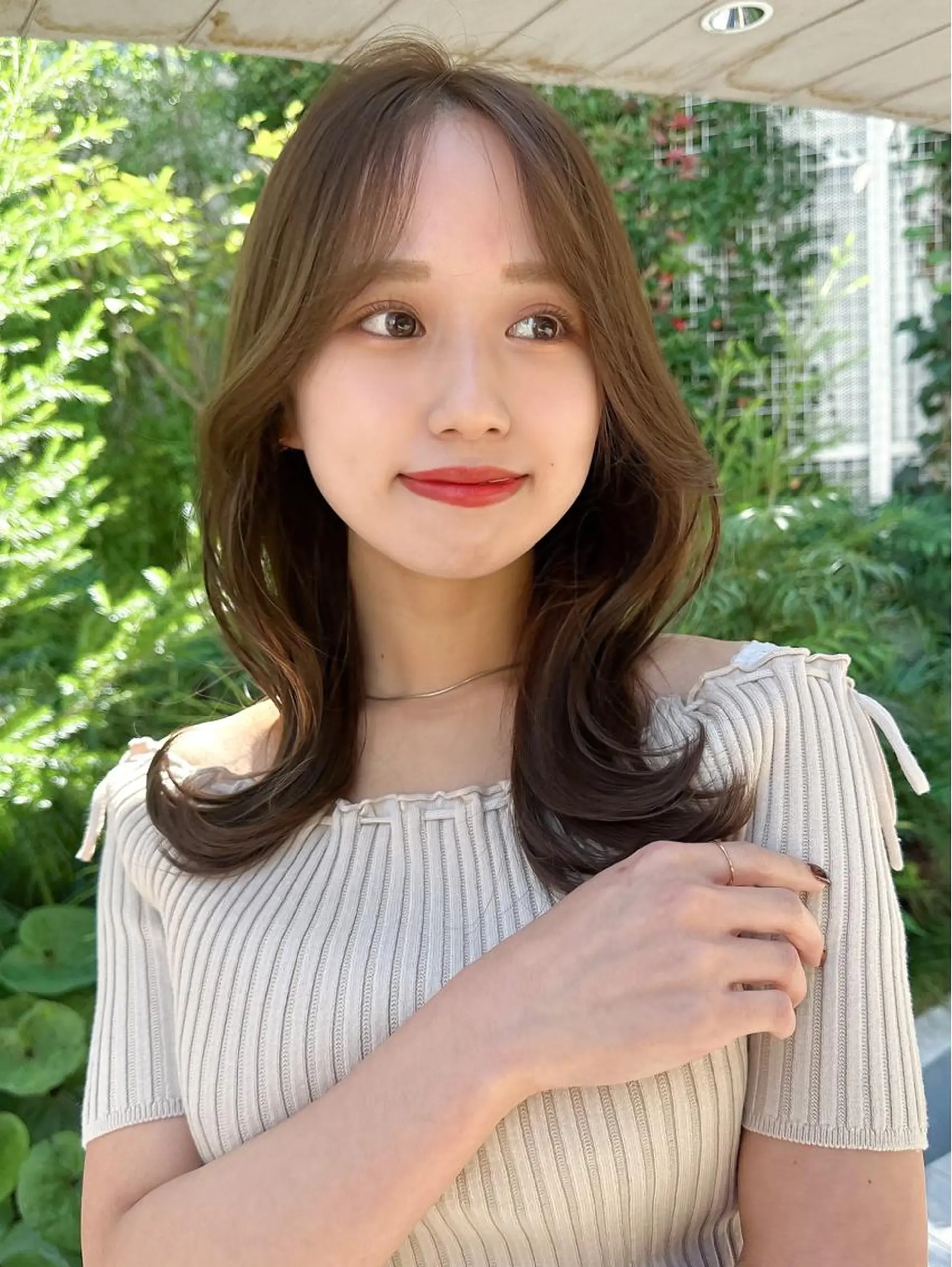 セミロング カラー ベージュカラー ブラウンカラー ブラウンベージュ くびれヘア 顔周りカット 顔周り/くびれヘア 韓国ヘア💕風間るなのヘアスタイル