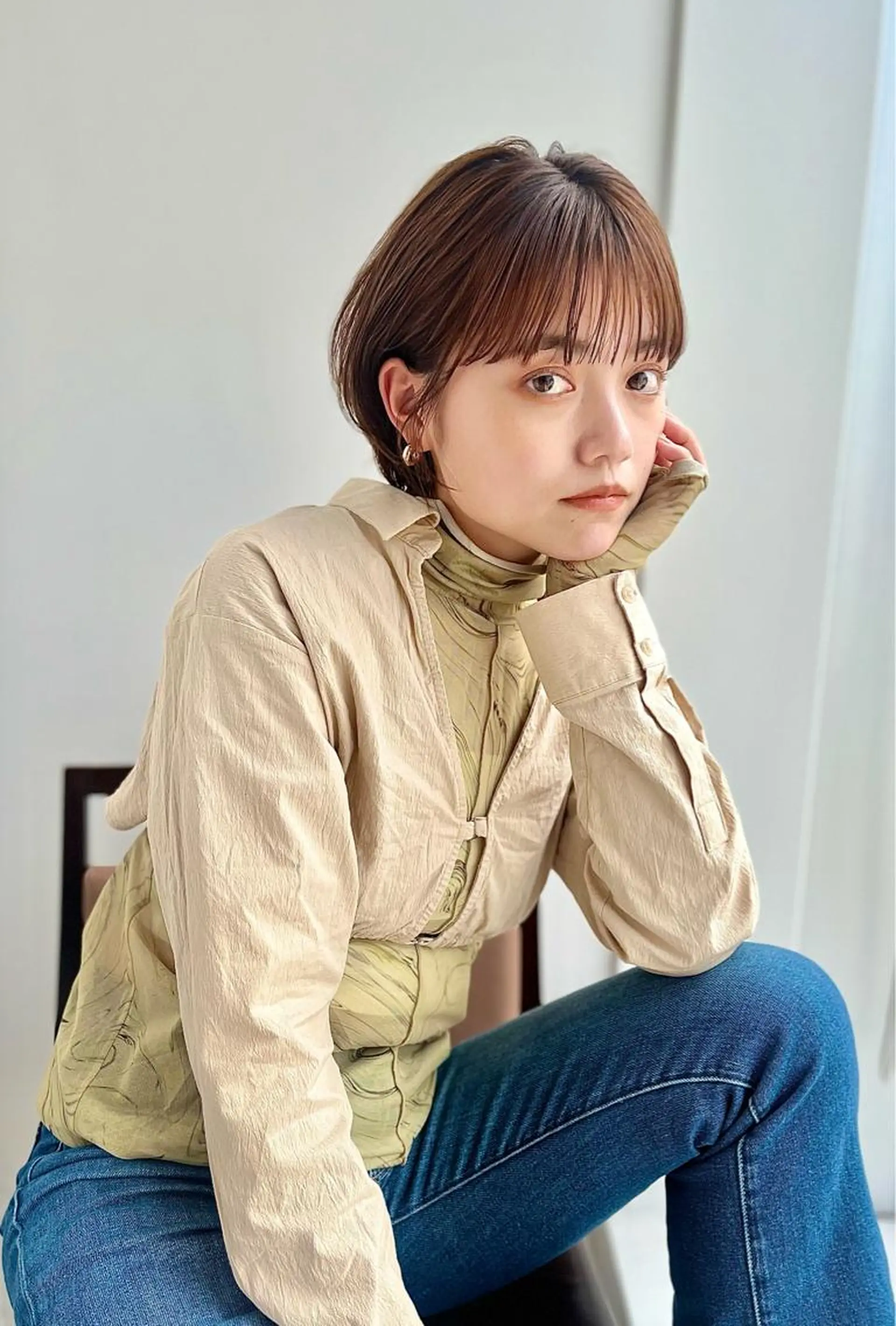 ショート ショートボブ ボブ ショートヘア あやめ【顔まわり/レ イヤー/柔らかカラ】のヘアスタイル