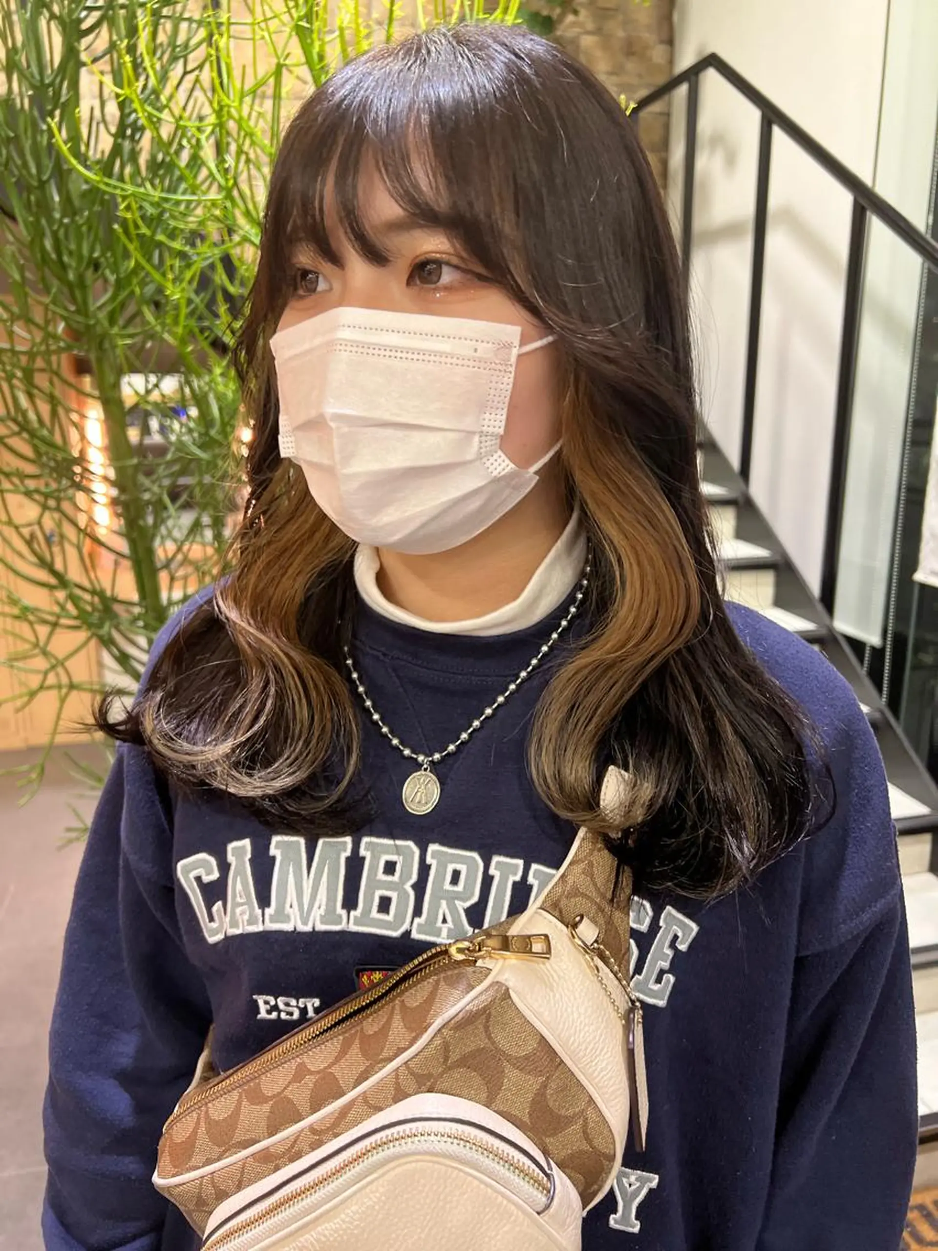 ロング カラー ヘアアレンジ イヤリングカラー チャンモリパーマ/韓 国/Minami🦋のヘアスタイル