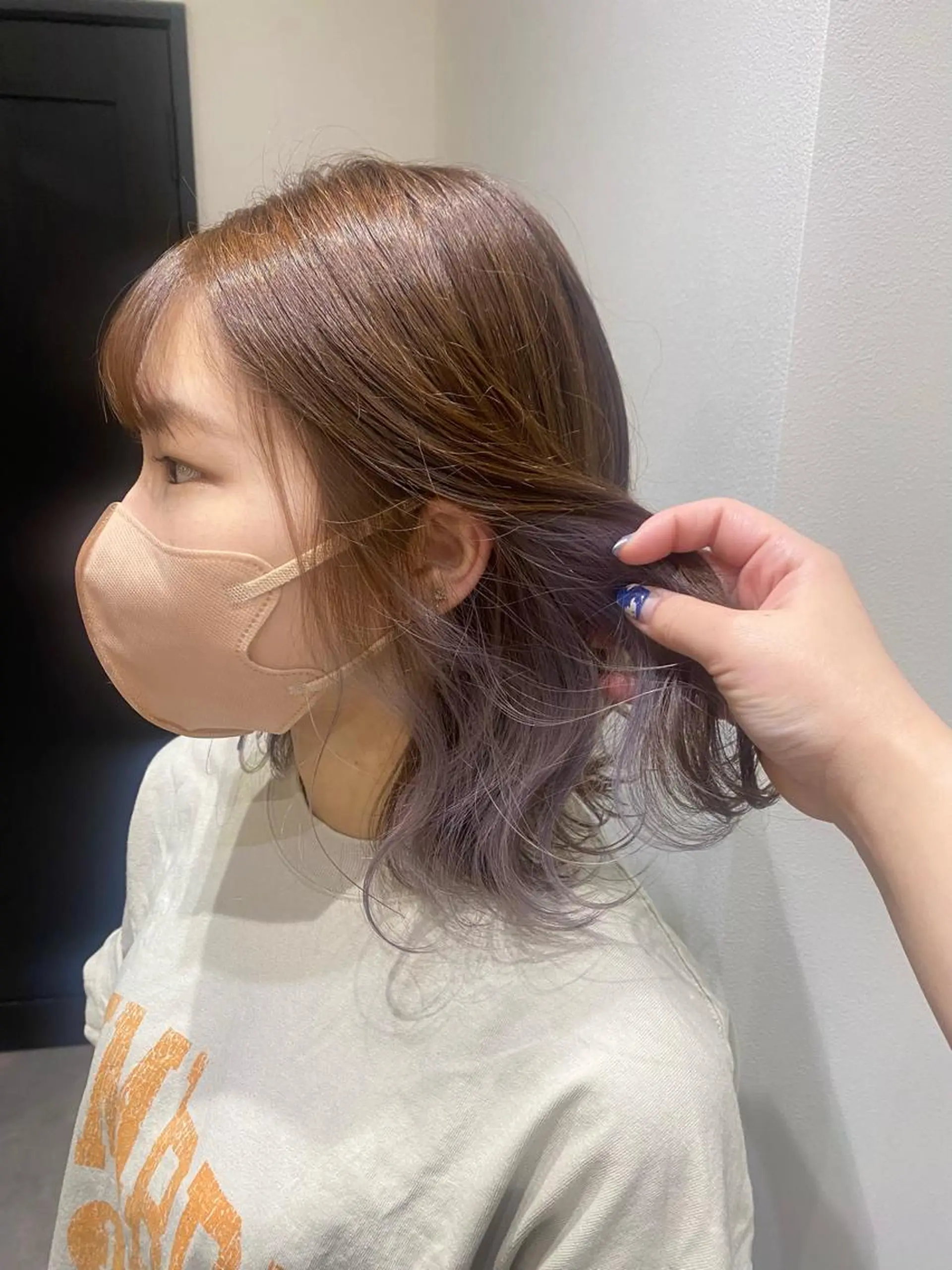 ミディアム カラー インナーカラー ラベンダーカラー ヘアカラー 🍑艶髪✖️暖色系 ✨momoka🍑のヘアスタイル
