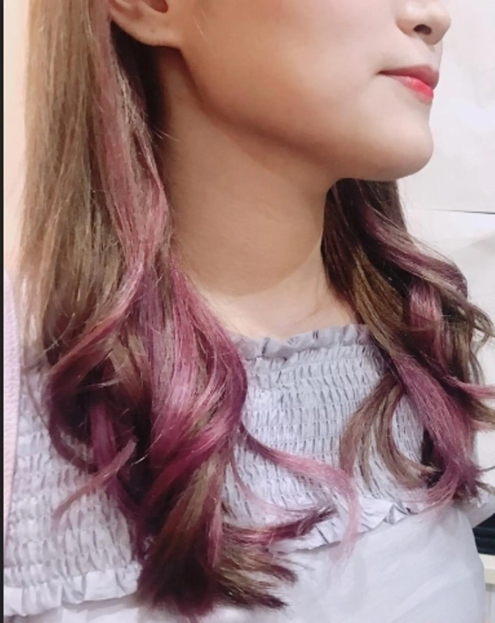 セミロング カラー パーマ ヘアアレンジ チビ編み込みエクステ シールEXどぅ〜すのヘアスタイル