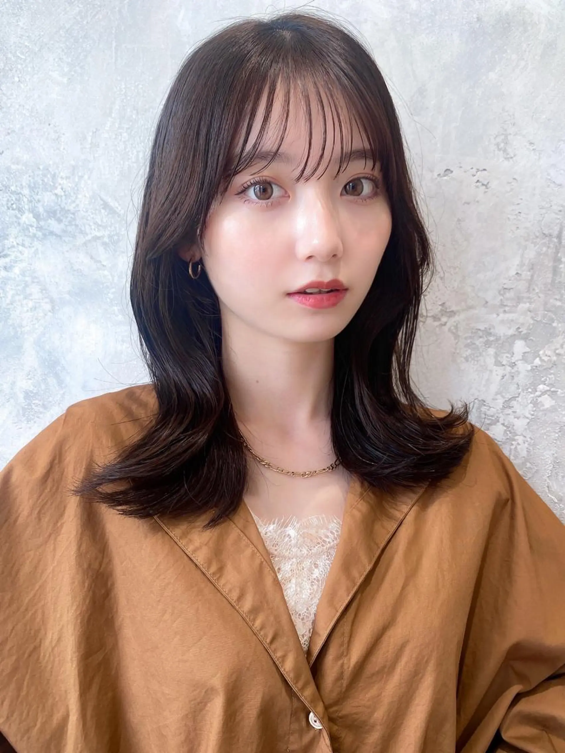 セミロング カラー ベージュカラー ブラウンカラー ブラウンベージュ くびれヘア 顔周りカット 顔周り/くびれヘア 韓国ヘア💕風間るなのヘアスタイル