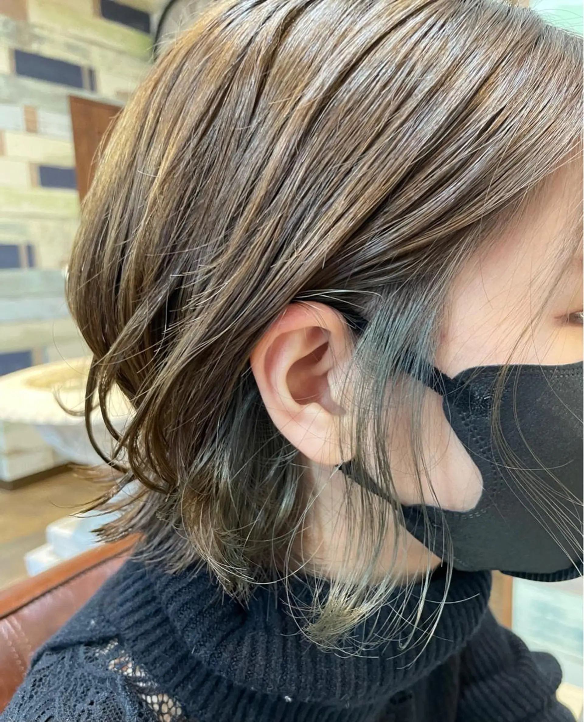 ショート カラー ブリーチ インナーカラー シルバー ヘアカラー 透明感カラー⭐️ 田嶋麗奈のヘアスタイル