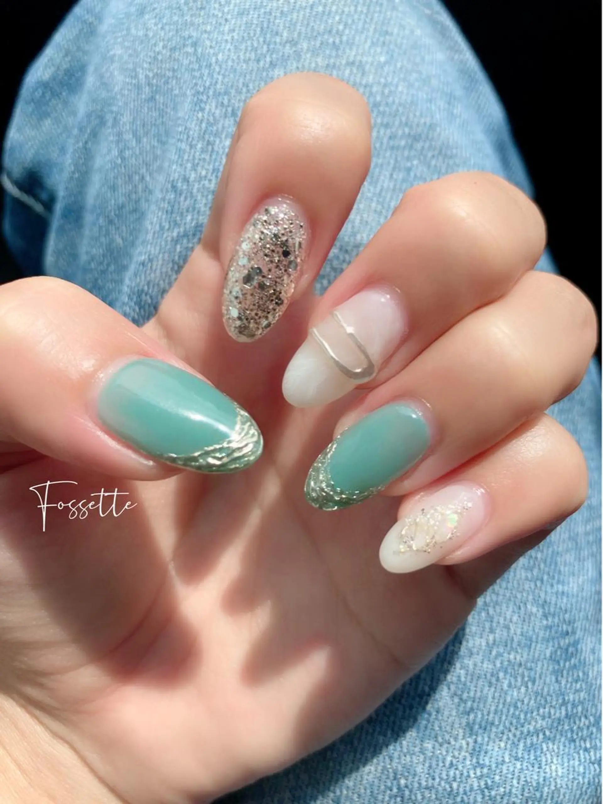 ネイル フレンチネイル ラメ(グリッター) ミラーネイル ニュアンスネイル ワンカラーネイル nailsalon Fossetteのネイルデザイン