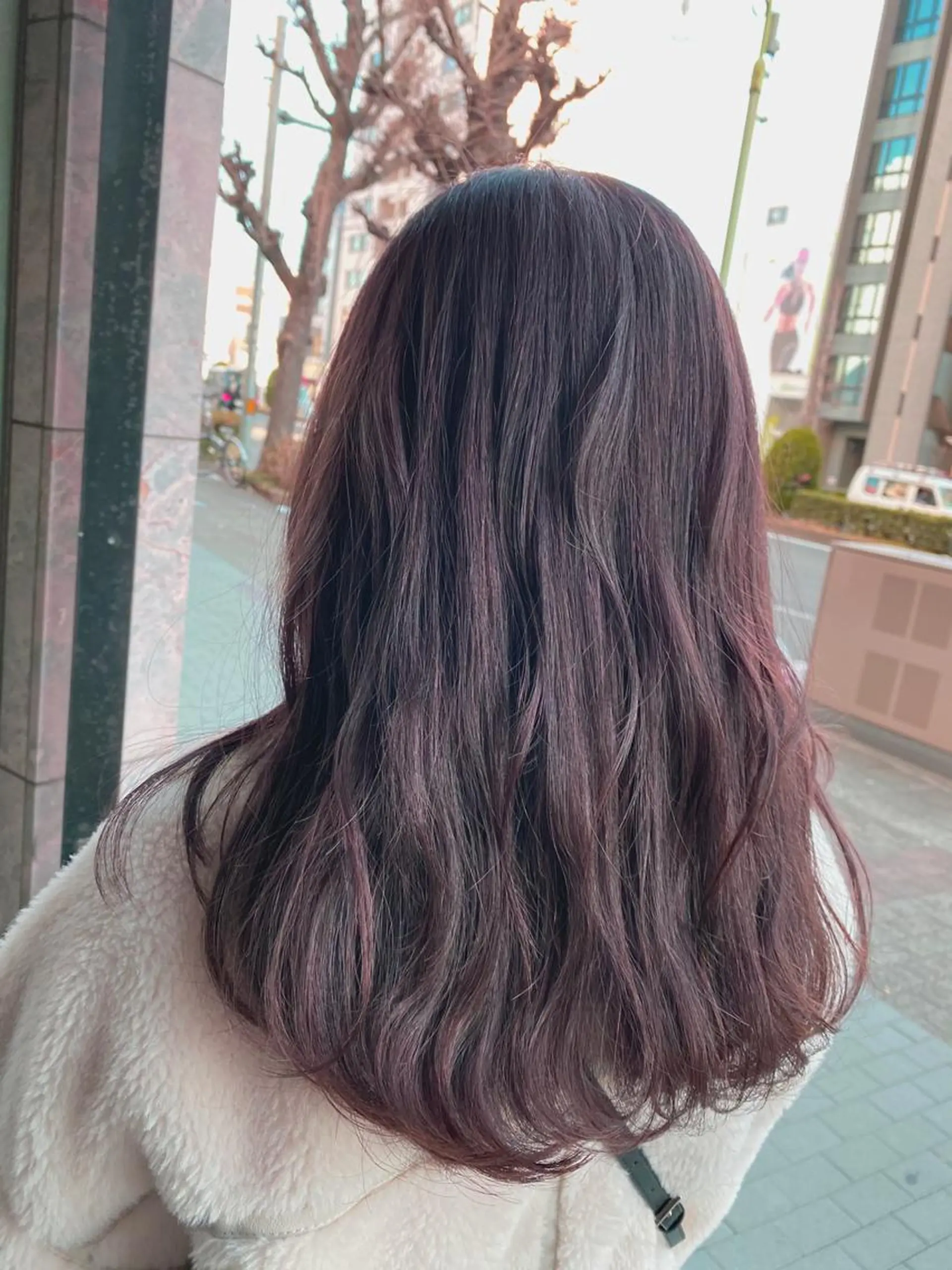 ロング カラー カシス ピンクカラー カット ヘアカラー トリートメント 艶髪/髪質改善/ MONSO山本のヘアスタイル