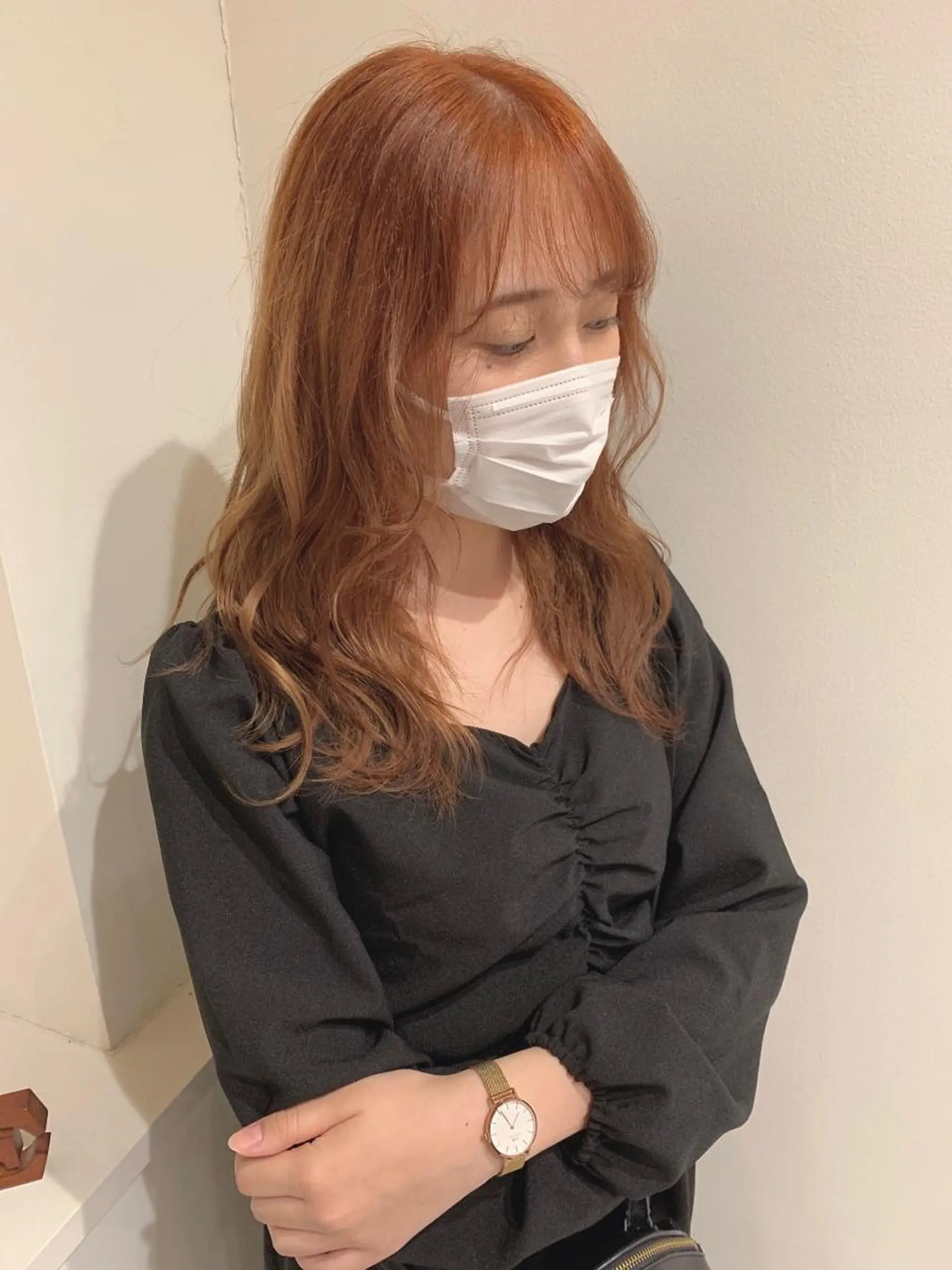 ミディアム カラー ベージュカラー オレンジ オレンジベージュ 清水 亮太／赤み消しカラーのヘアスタイル