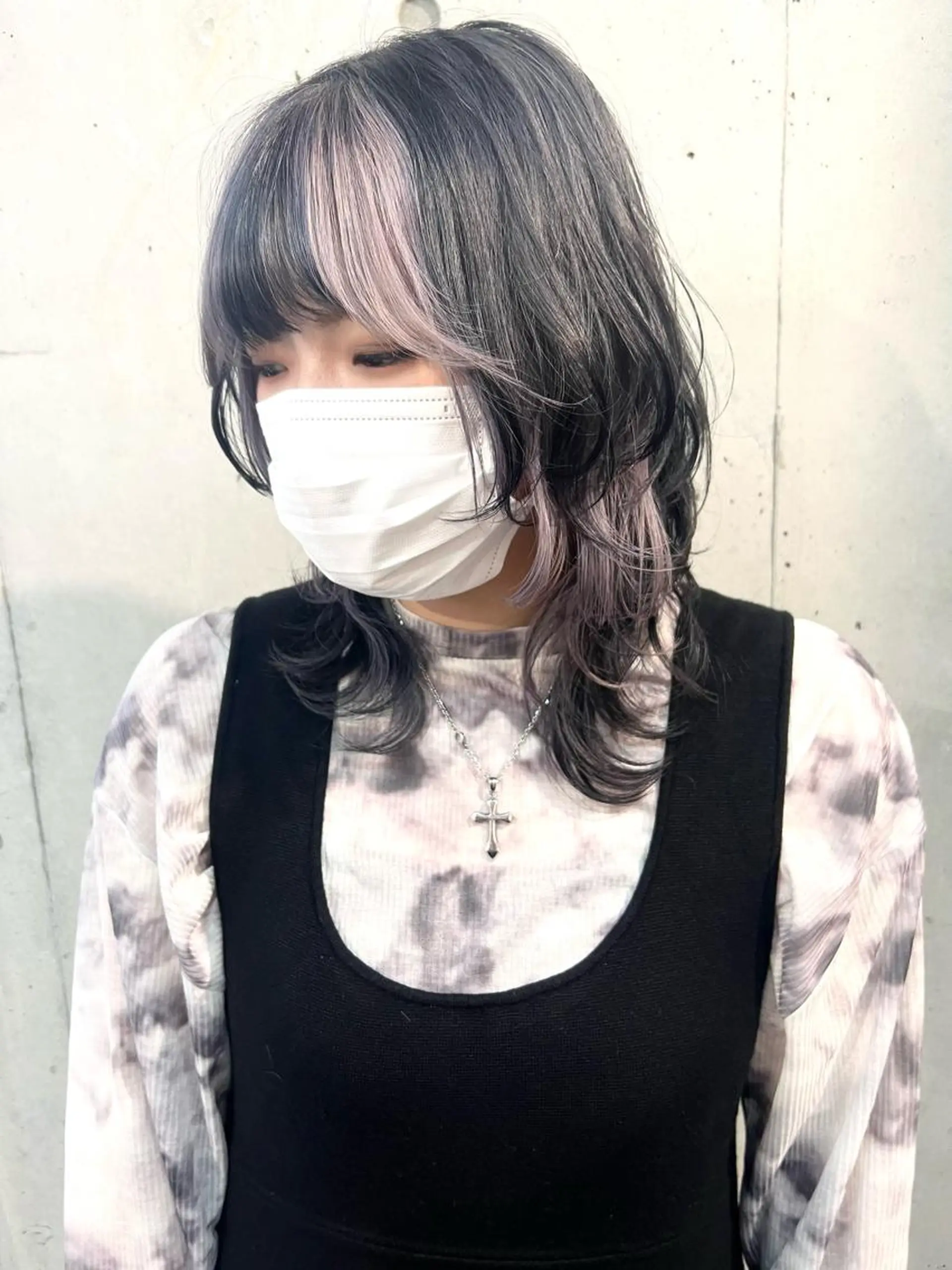 ミディアム カラー バレイヤージュ ブリーチ ケアブリーチ ダークグレー ハイライトカラー ヘアカラー lani ブリーチ /ダブルカラーのヘアスタイル