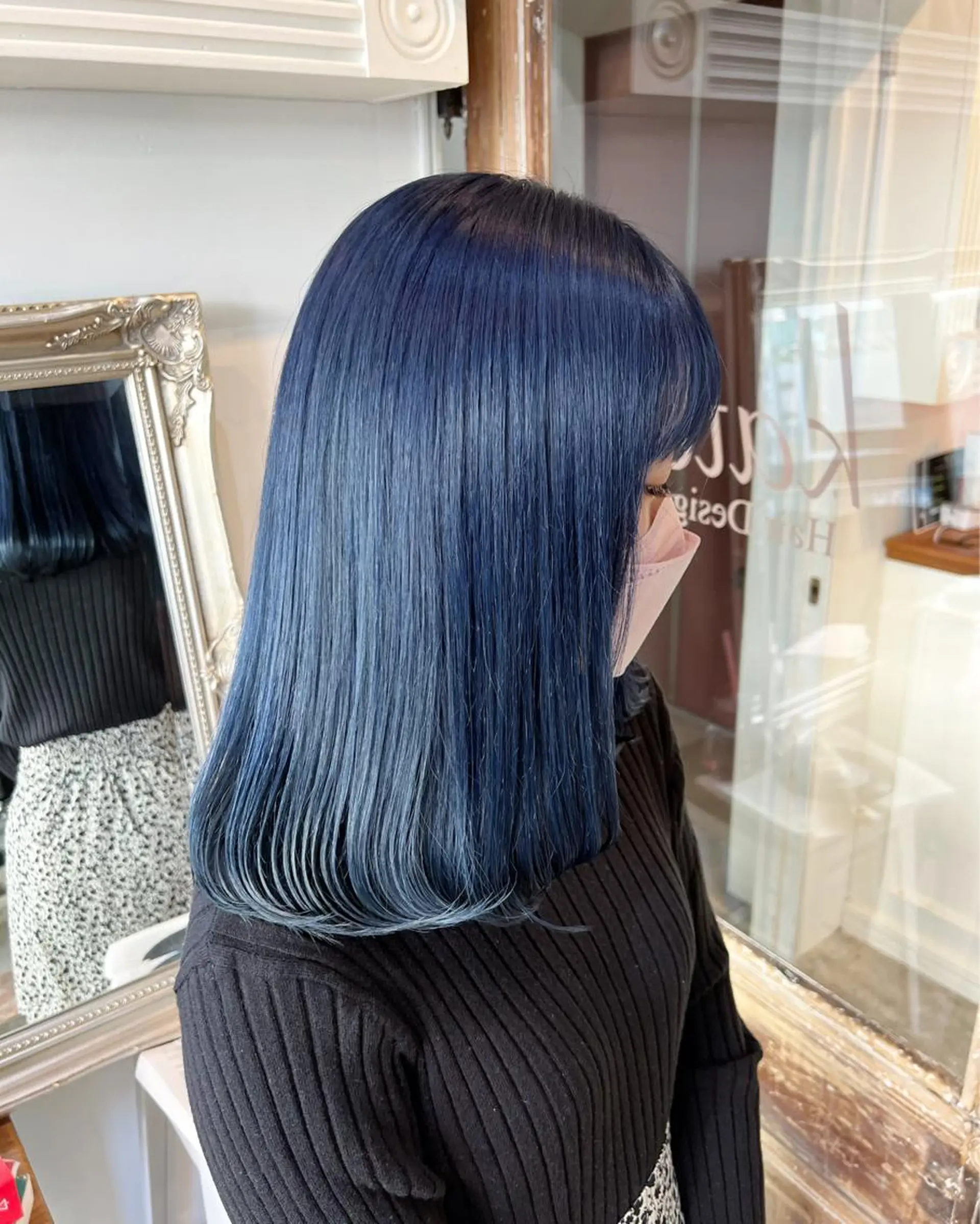 ミディアム カラー ブルーカラー ネイビーカラー ヘアカラー トリートメント ヘアセット 金子 廉のヘアスタイル