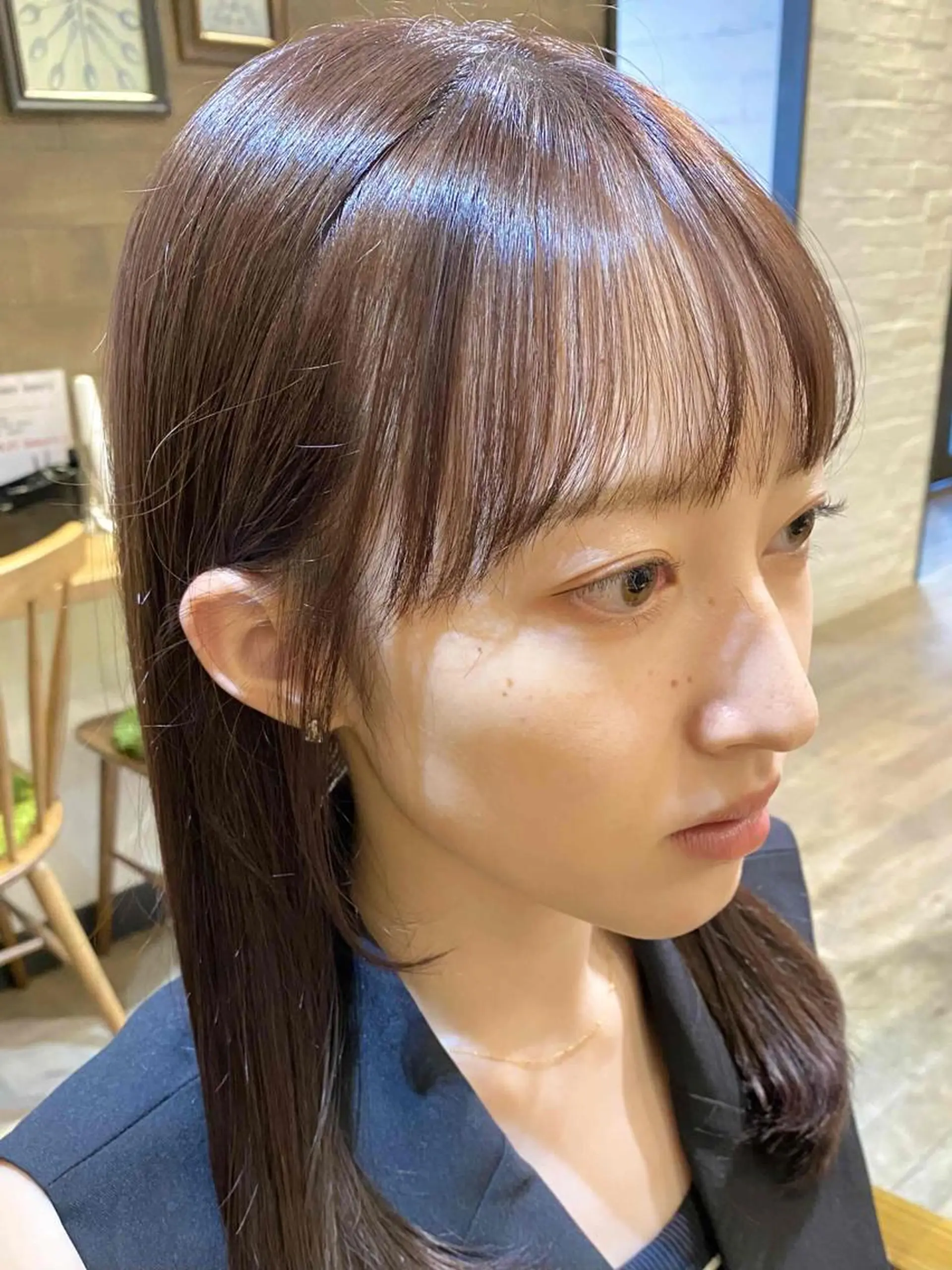 ミディアム カラー ショートボブ ミディアムレイヤー ハイライトカラー ボブ 顔まわりレイヤー 前田 裕介のヘアスタイル