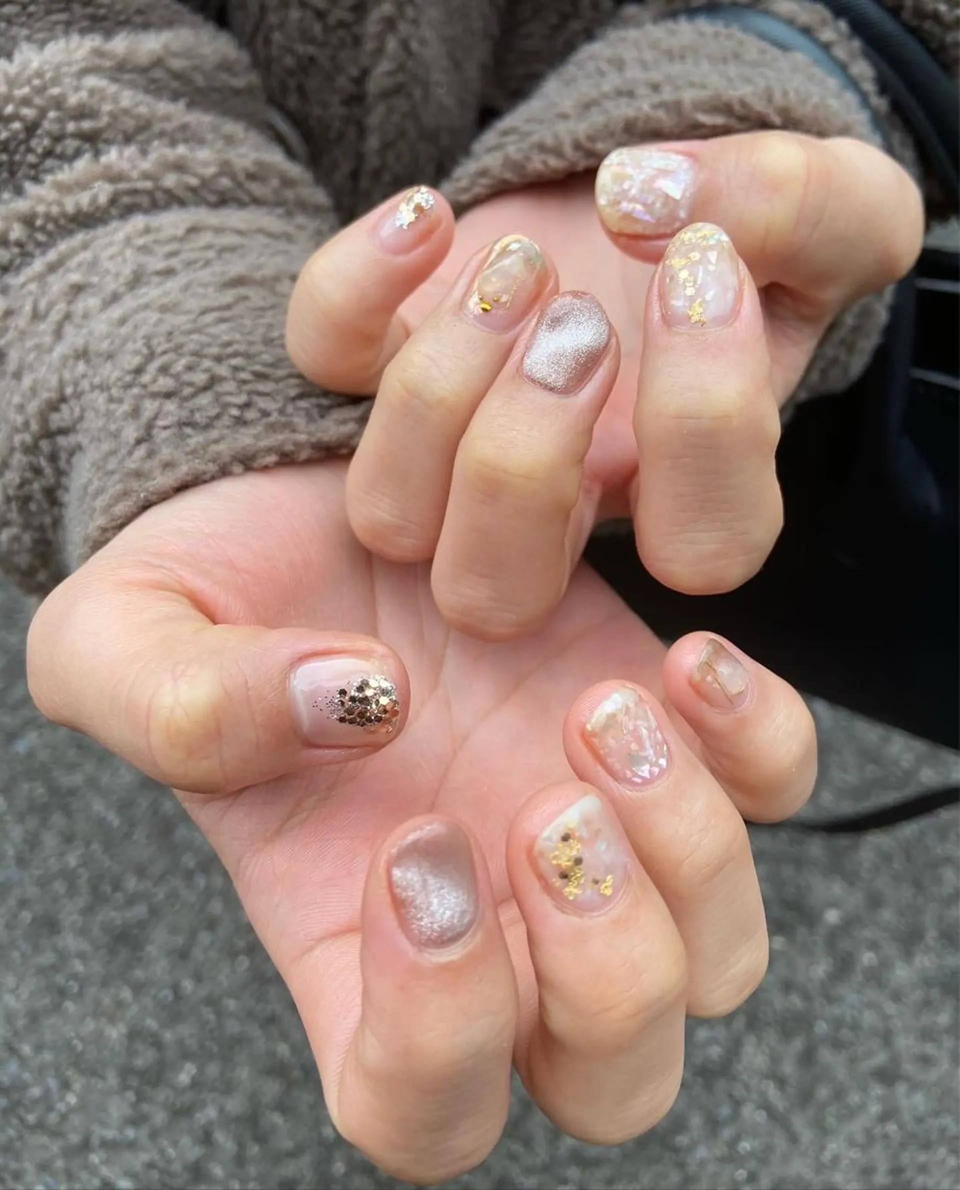 ネイル アートネイル キラキラネイル ミラーネイル 持ち込み ニュアンスネイル . unffのネイルデザイン