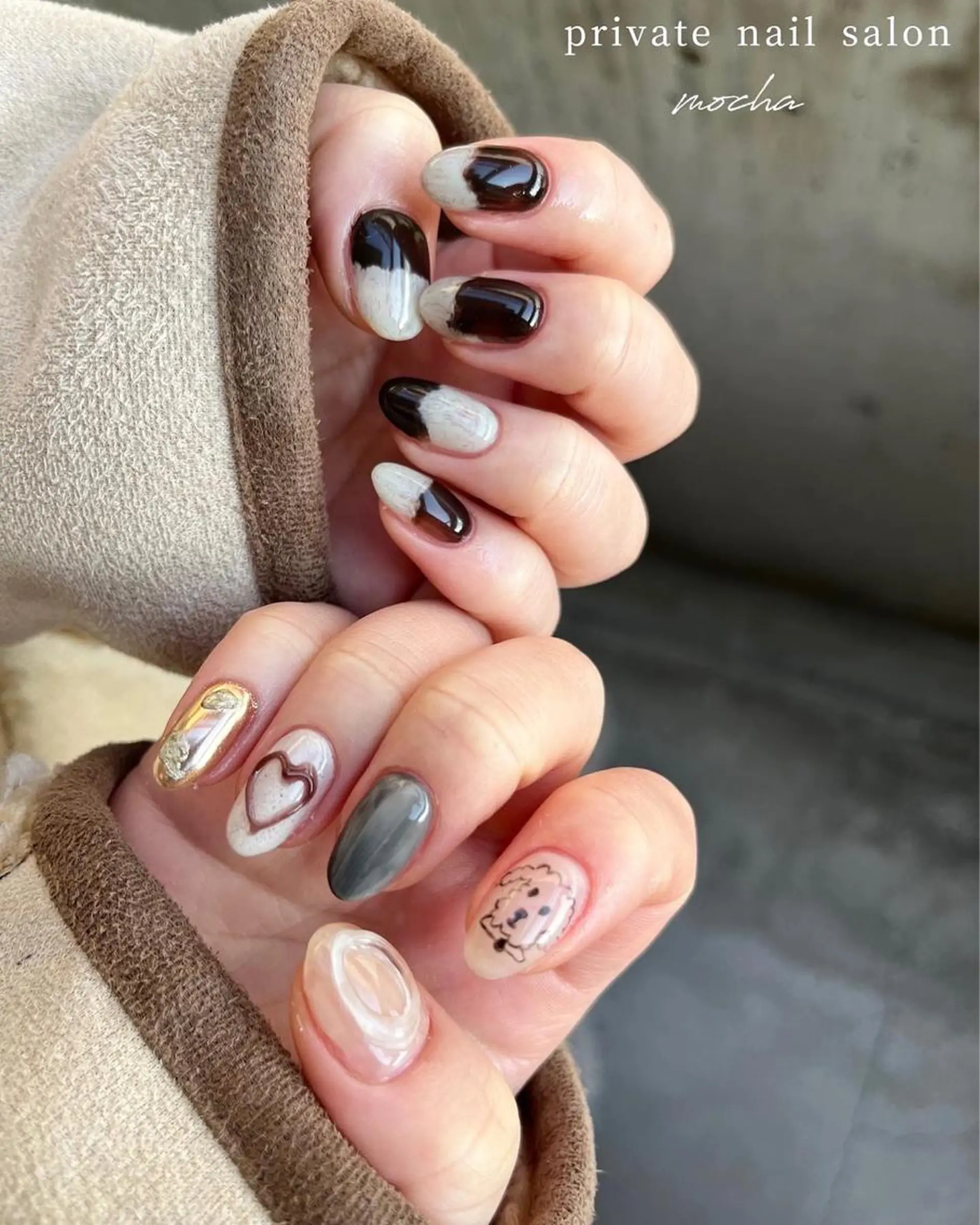 ネイル アートネイル カジュアル チークネイル フレンチネイル ジェルネイル ハンドネイル mocha nailのネイルデザイン