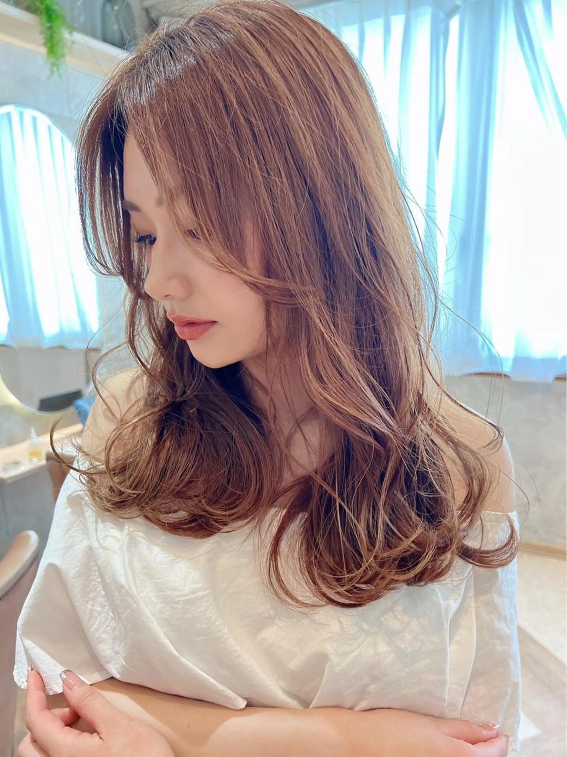 セミロング カラー パーマ カット ヘアカラー トリートメント レイヤーカット/ 顔周り 五島巨幹のヘアスタイル