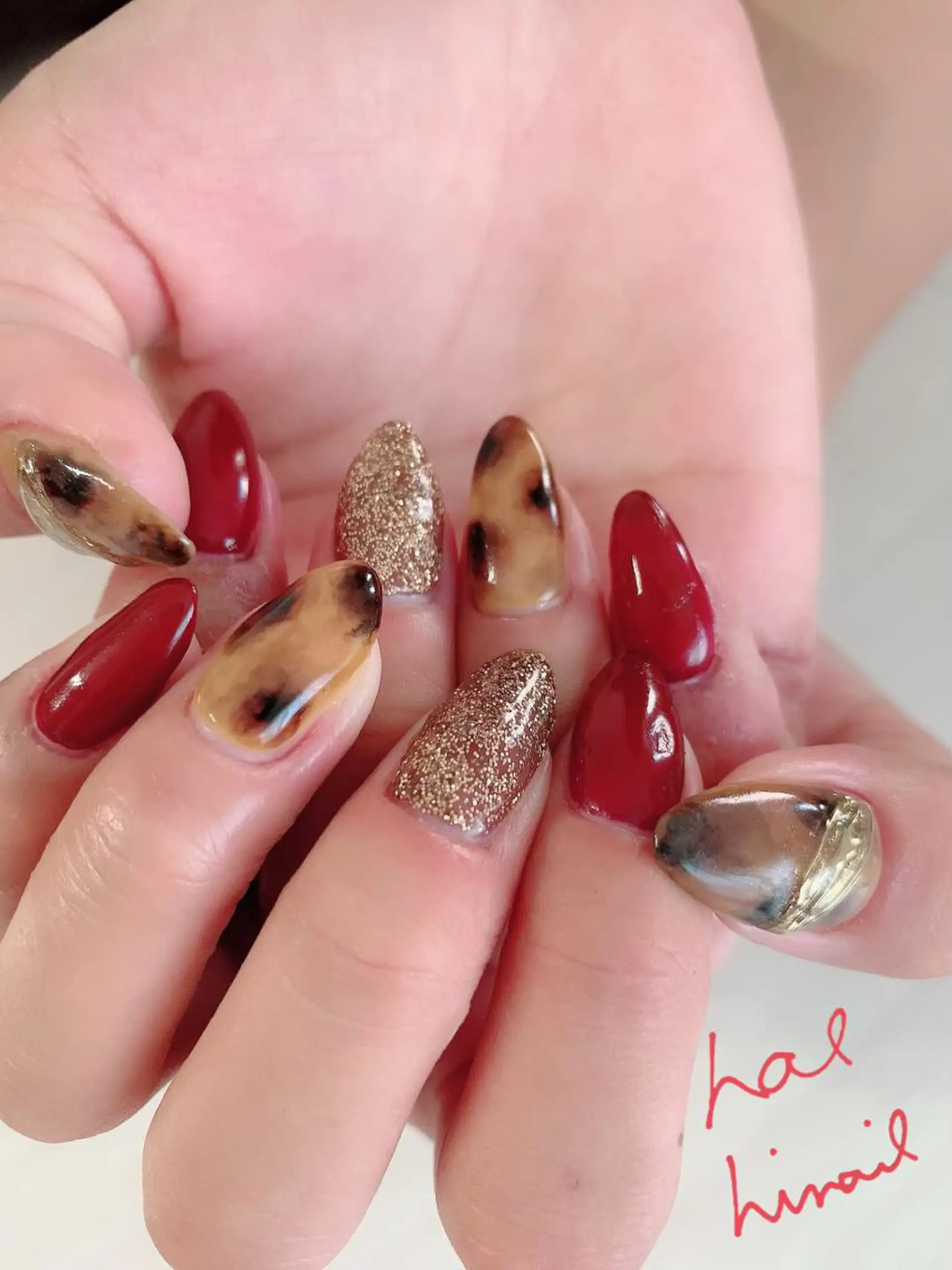 ネイル べっ甲ネイル ミラーネイル はるひな ねいるのネイルデザイン