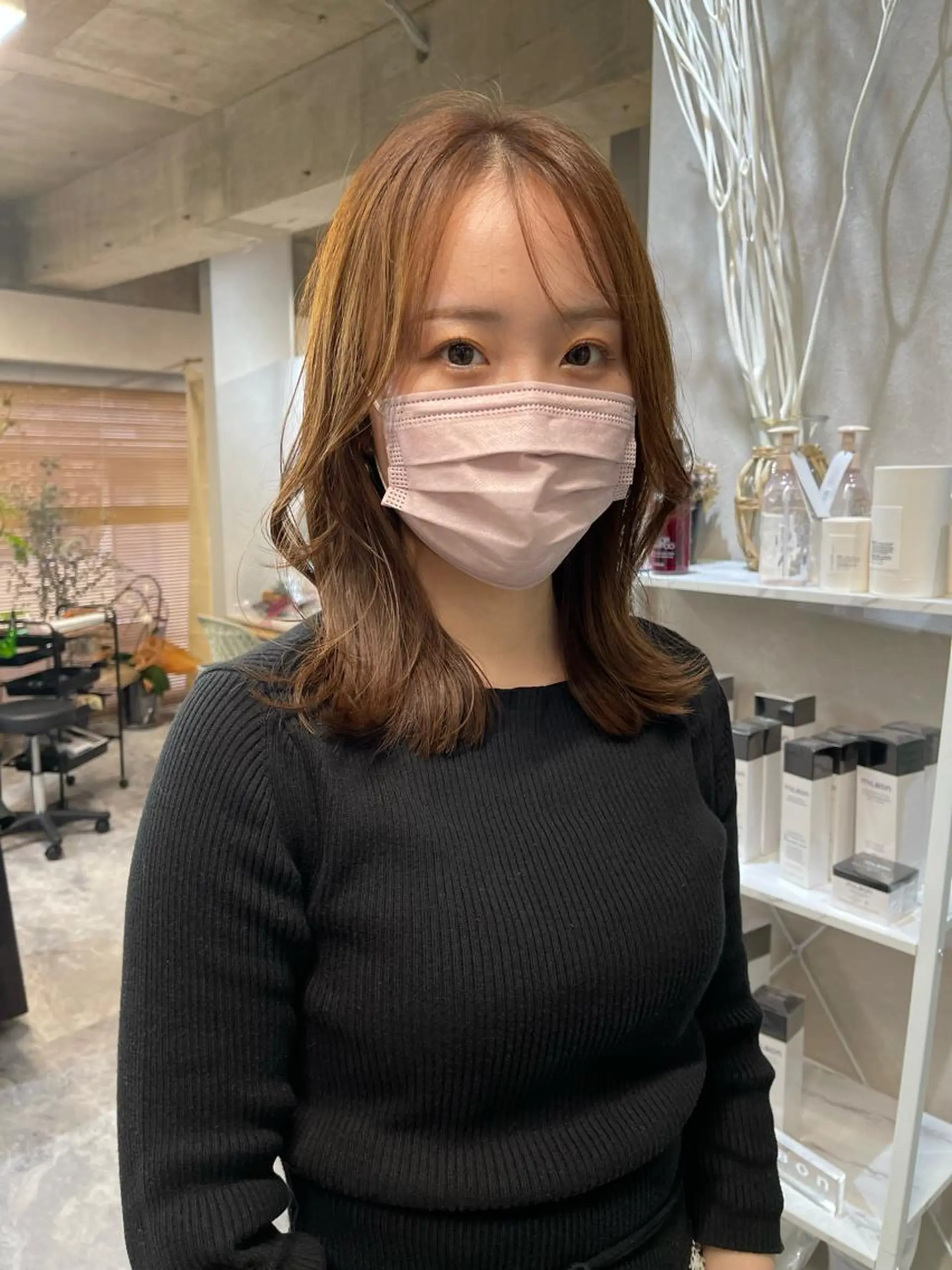 ミディアム カット ヘアカラー トリートメント 早瀬裕之 パーマのヘアスタイル