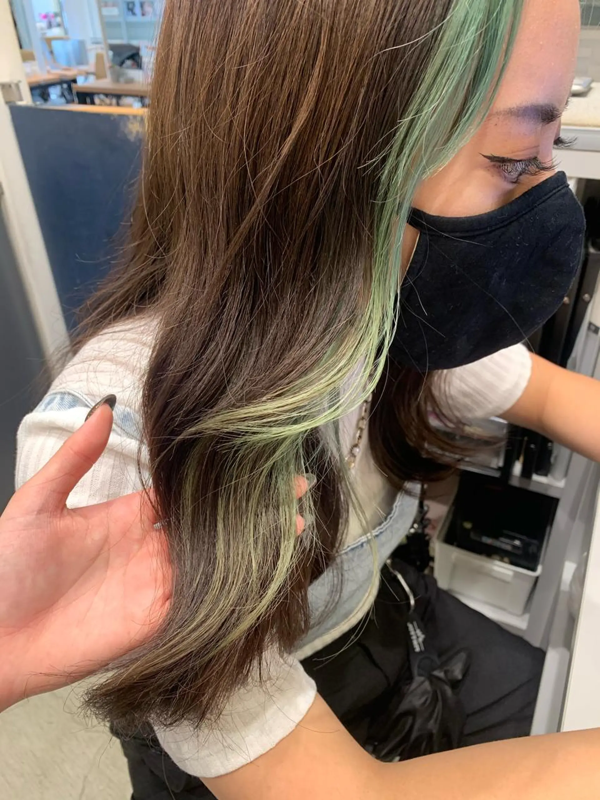 ロング カラー ミストバング  フェイスフレーミング 大阪韓国ヘア 🦋RINKAのヘアスタイル