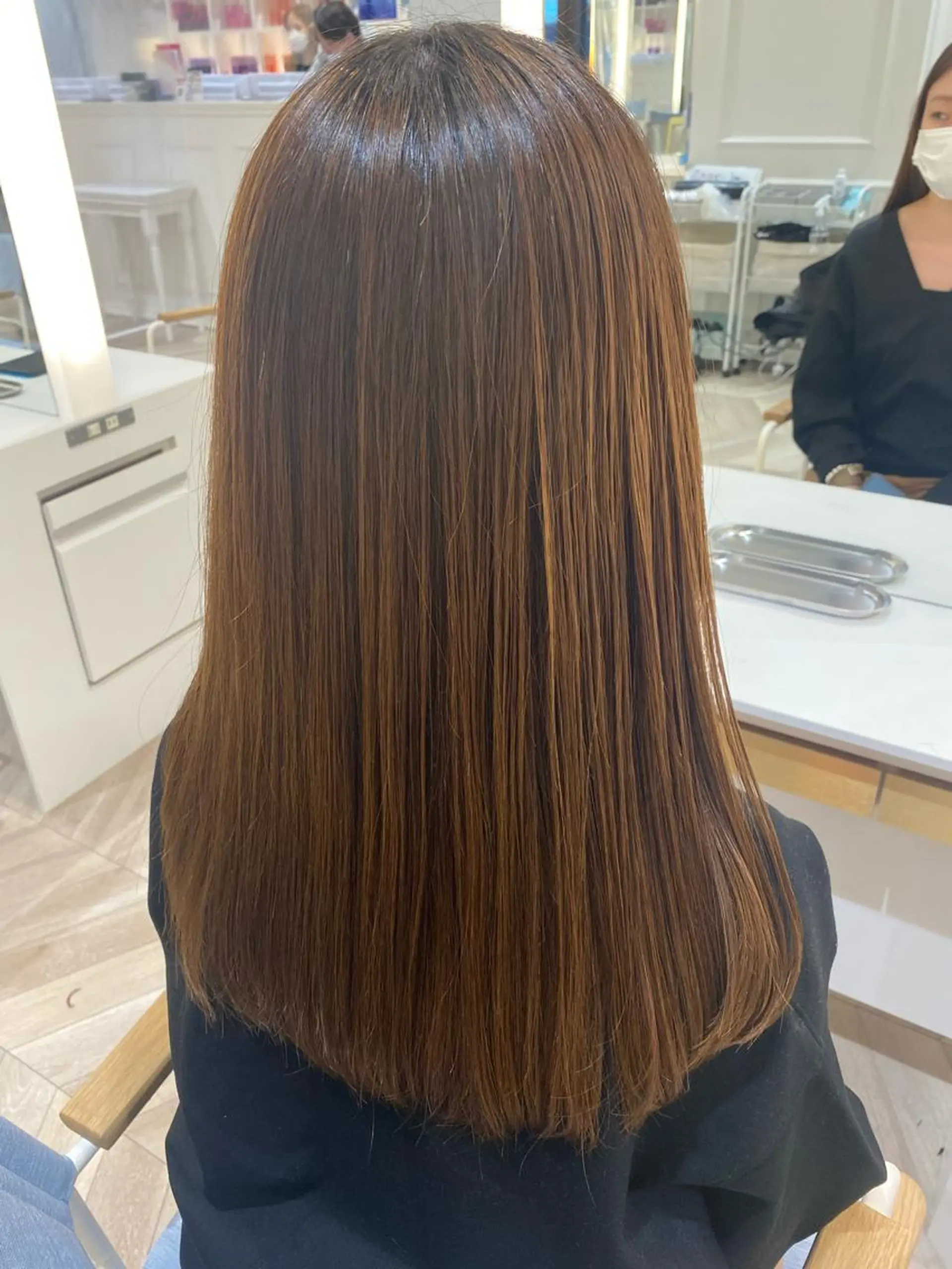 ロング トリートメント 小顔レイヤー/ ベージュ🤍Rieのヘアスタイル