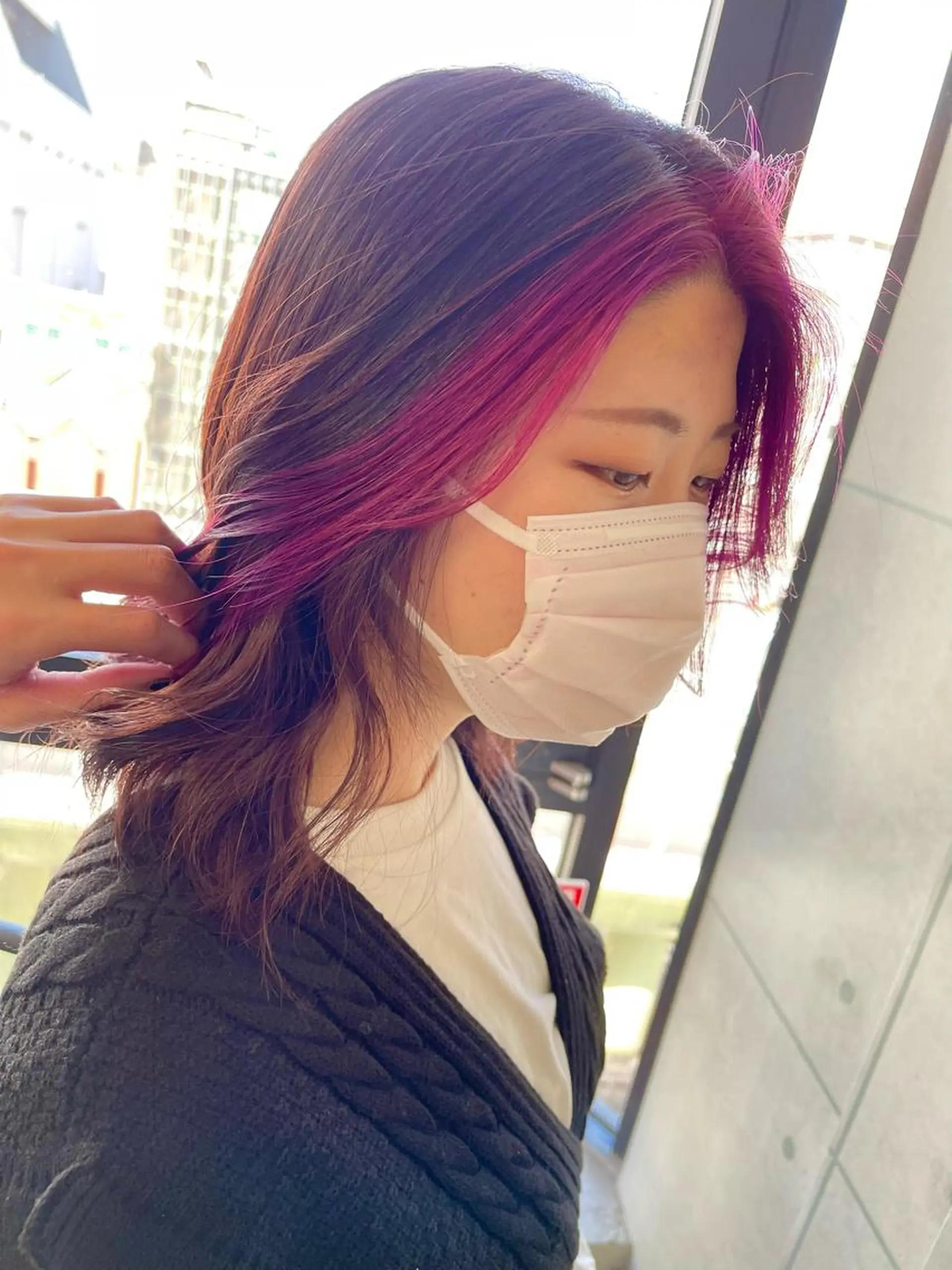 セミロング カラー ミストバング ブリーチ ケアブリーチ  フェイスフレーミング 外国人風カラー カット ヘアカラー トリートメント 福西 洋斗のヘアスタイル