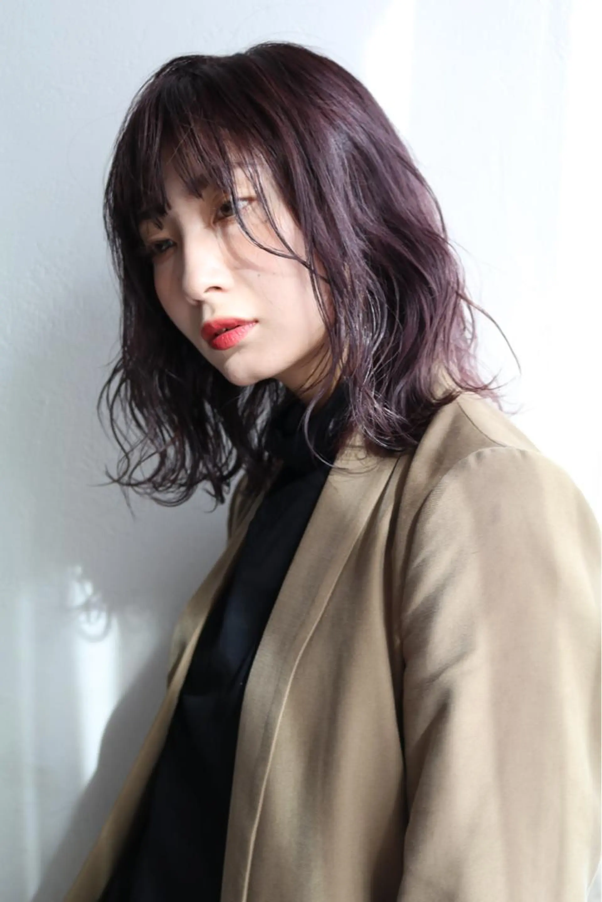 ミディアム カラー ブリーチ ラベンダーカラー ウルフレイヤーカット /チヒロのヘアスタイル
