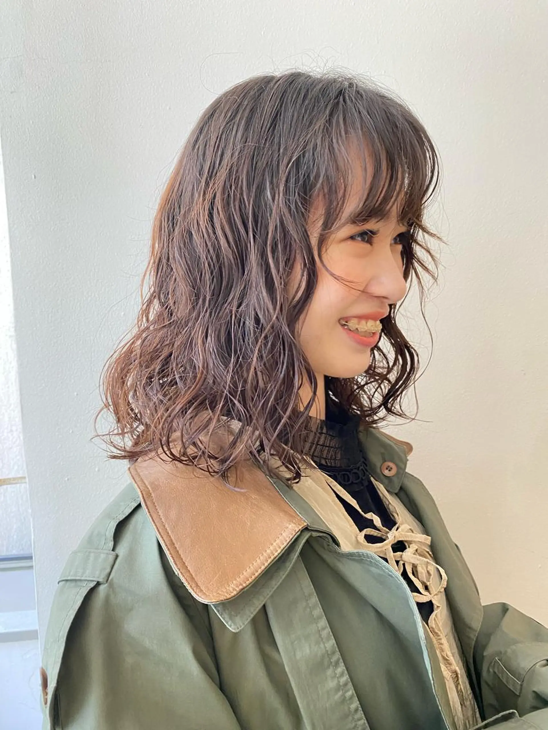 ミディアム パーマ ミディアムパーマ ニュアンスパーマ 🌸透明感艶 カラー🌸Yuukiのヘアスタイル