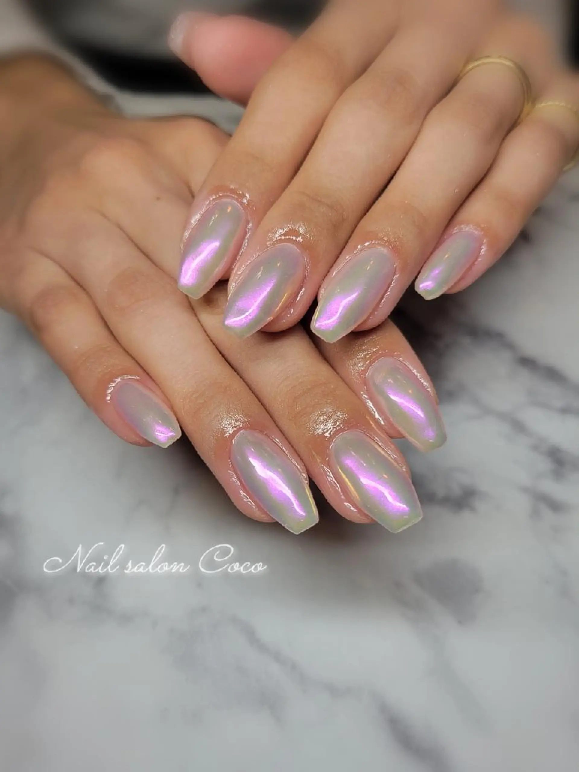 ネイル オーロラネイル ミラーネイル ピンク Nail salon Coco【溝の口駅】のネイルデザイン